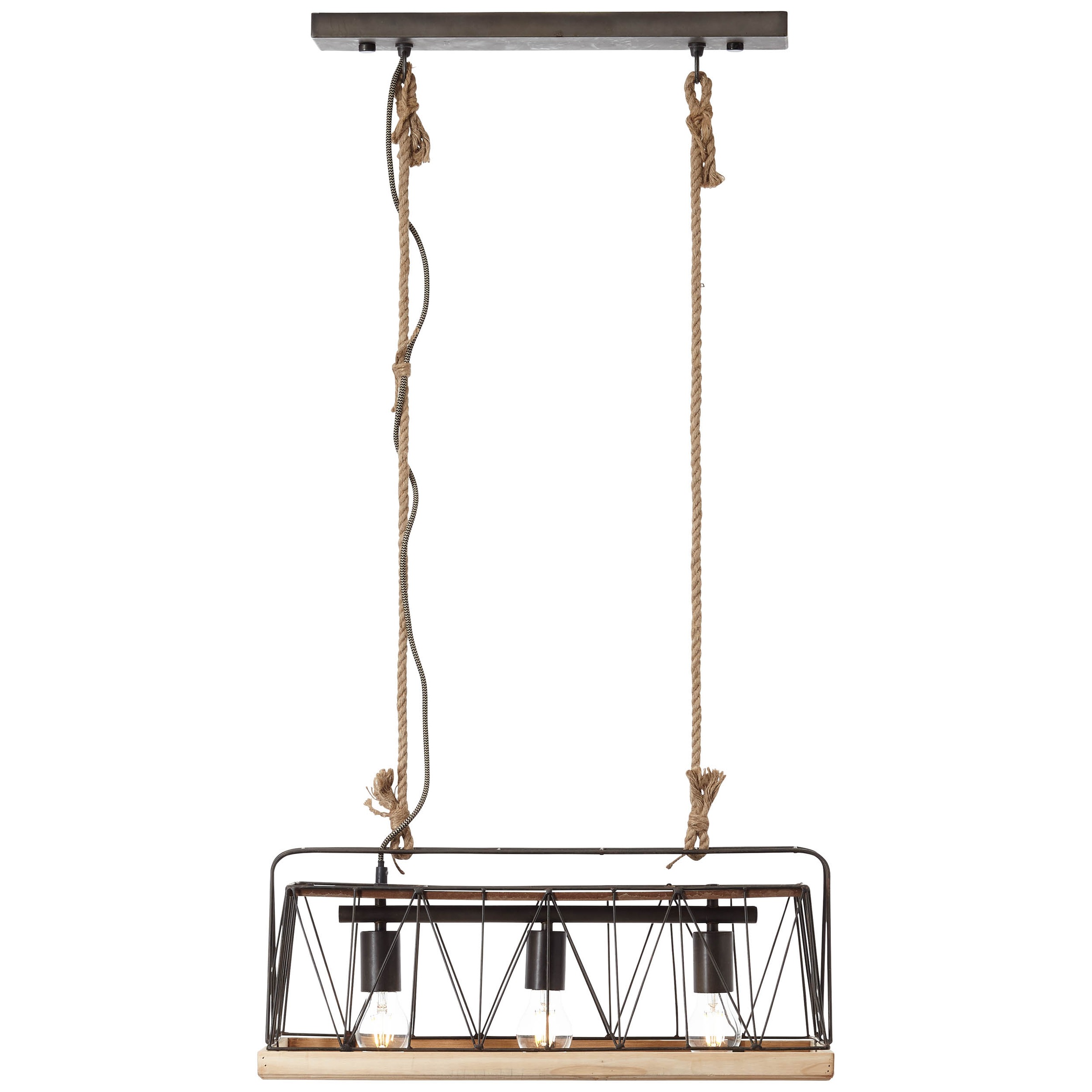 Brilliant Pendelleuchte »Narcy«, 3 flammig, Leuchtmittel E27 | ohne Leuchtmittel, Hängelampe 3flg burned steel/holz