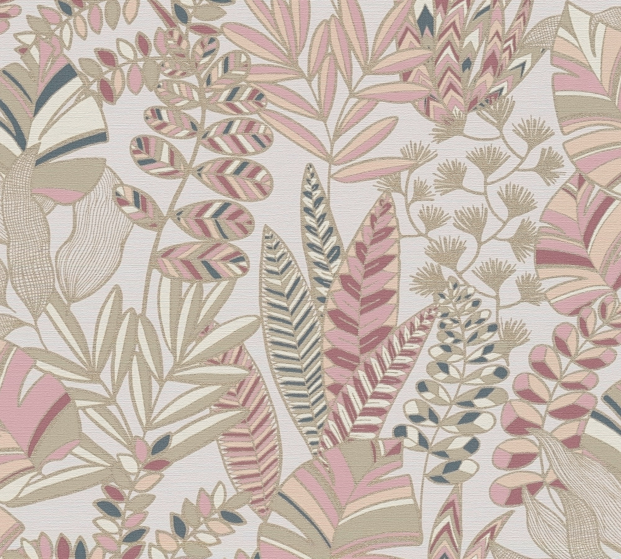 A.S. Création Vliestapete "Antigua Tapete Floral" gemustert matt neutral leicht strukturiert Pflanzen Tapete mit Blättern Retro Tapeten Wohnzimmer modern Flur Büro