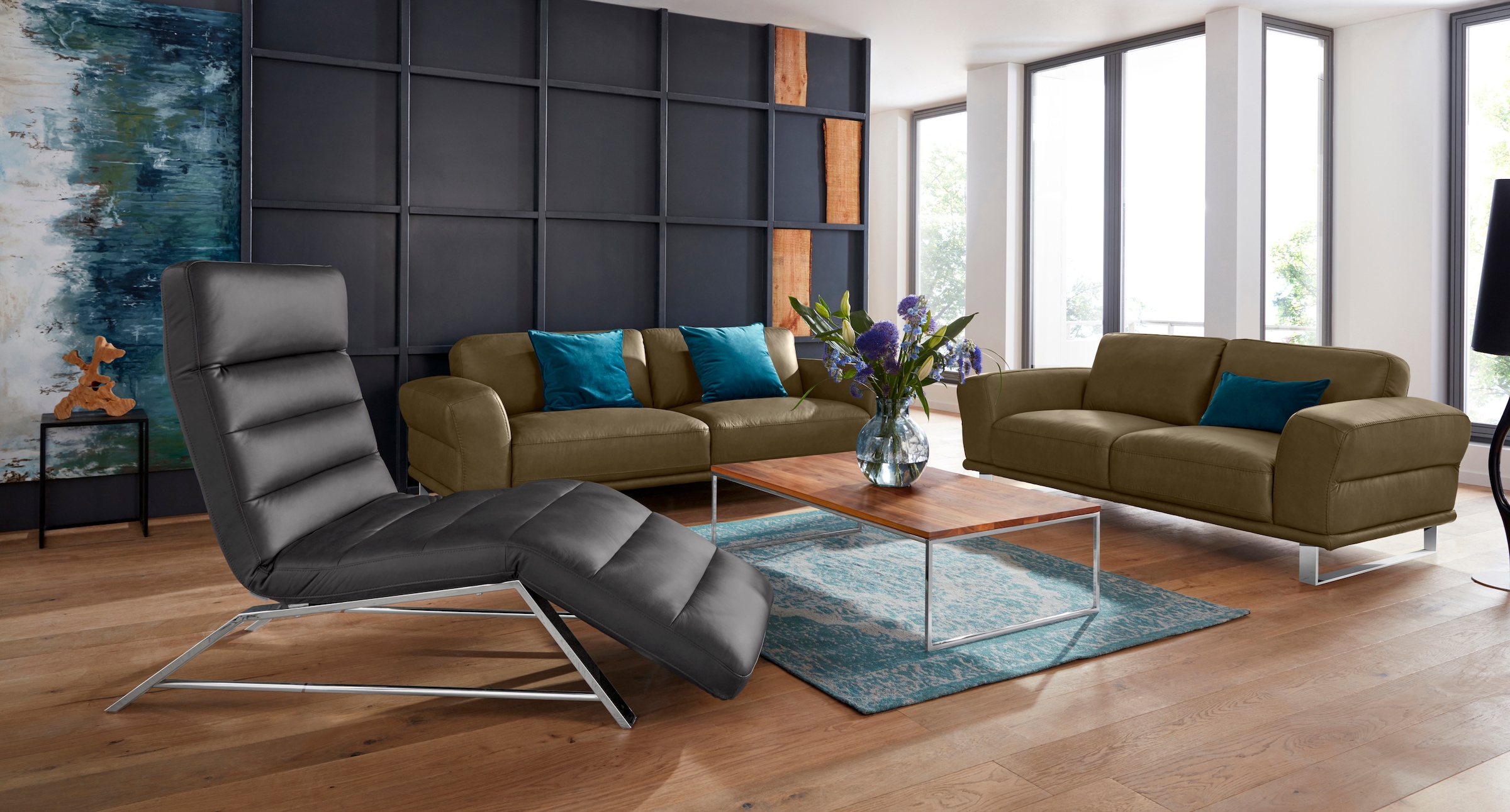 W.SCHILLIG 2,5-Sitzer »montanaa«, mit Metallkufen in Chrom glänzend, Breite 232 cm