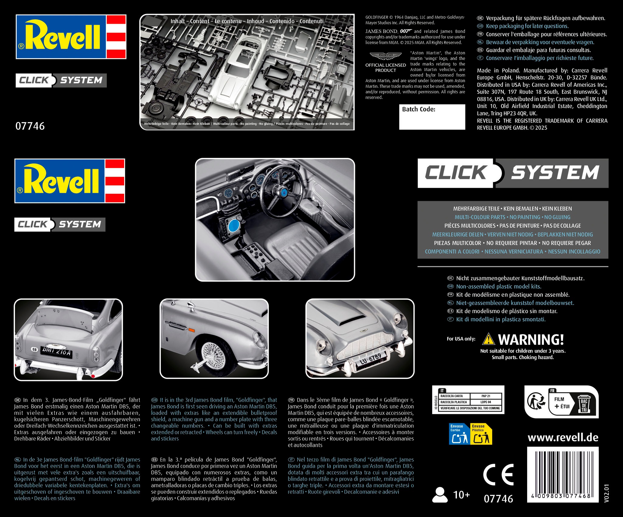 Revell® Modellbausatz »Click System, James Bond 007 Aston Martin DB5«, 1:24, Made in Europe
