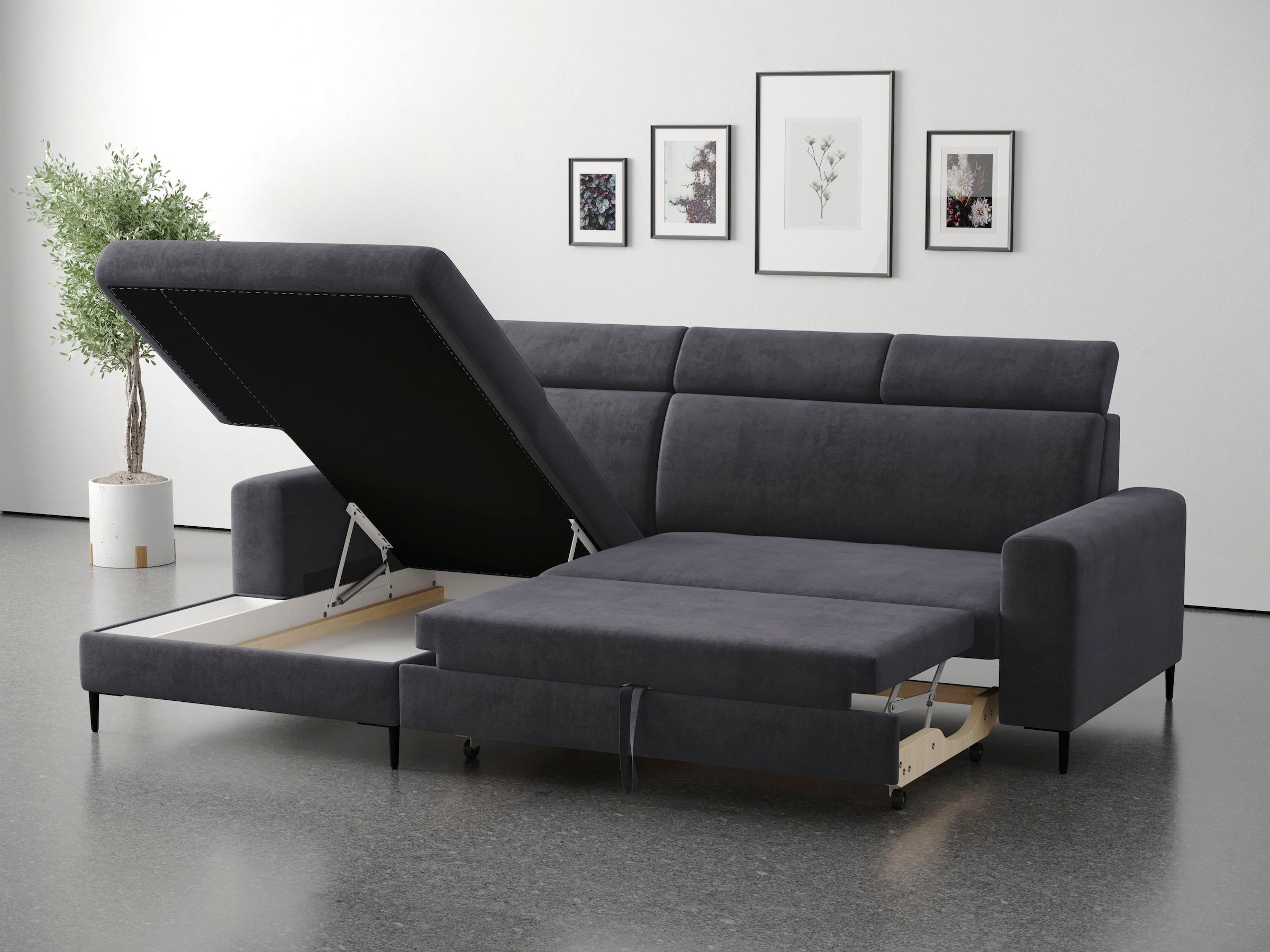 Trends by HG Ecksofa »Nizza« Schlaffunktion + Bettkasten