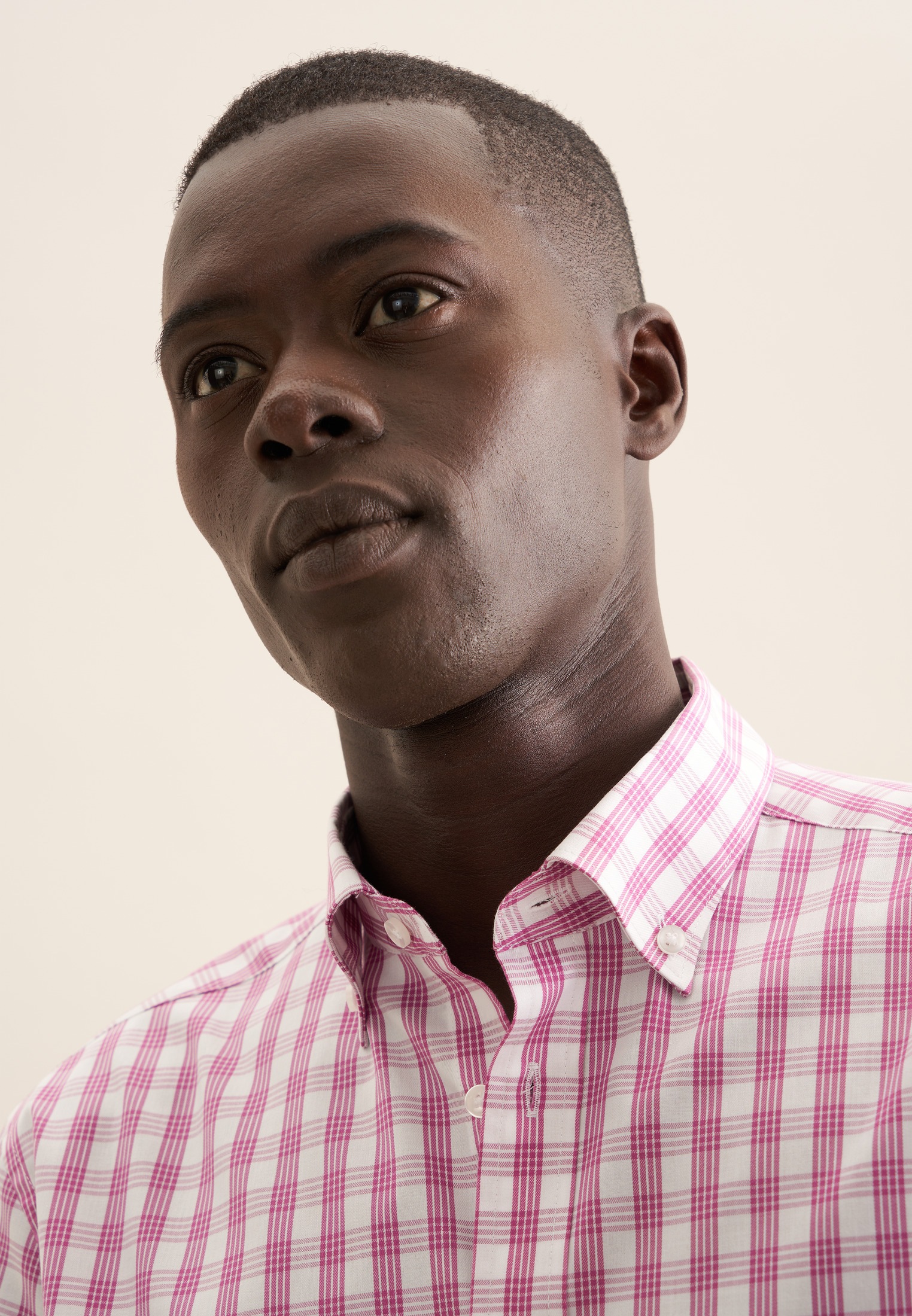 Thumbnail - seidensticker Businesshemd "Regular" Regular 1/2 Button-Down-Kragen Karo