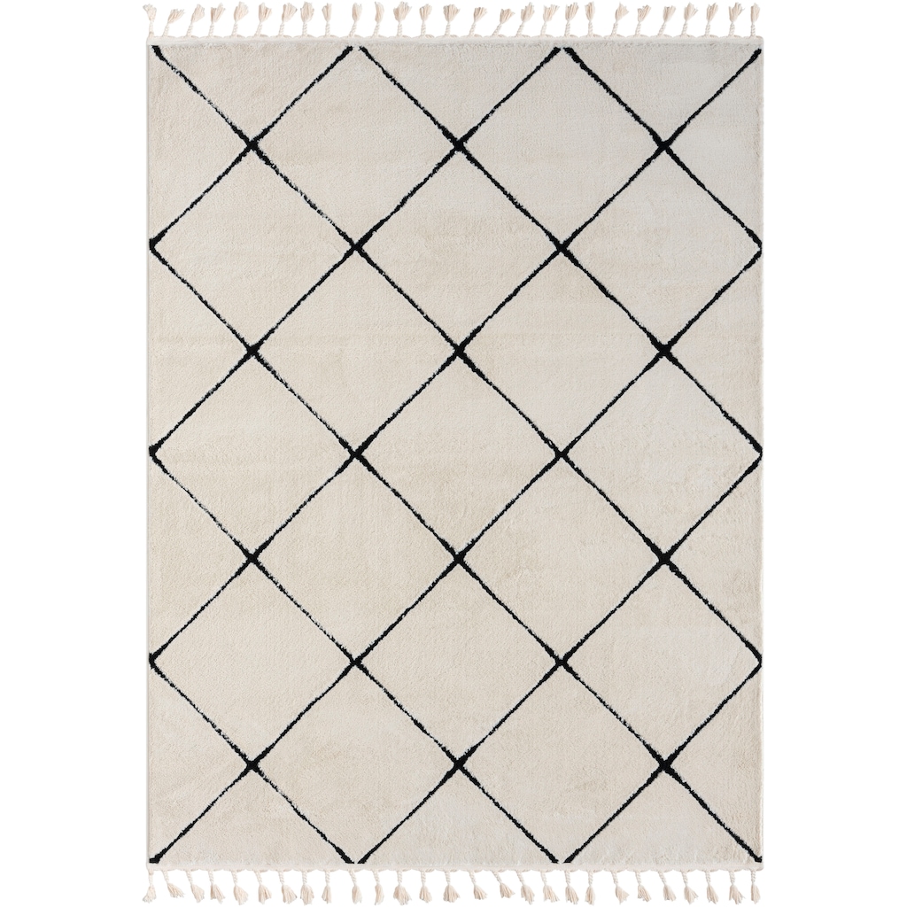 Myflair Möbel & Accessoires Hochflor-Teppich »Moroccan Square«, rechteckig, modern, marokkanisches Design, Rauten Muster, weich durch Hochflor