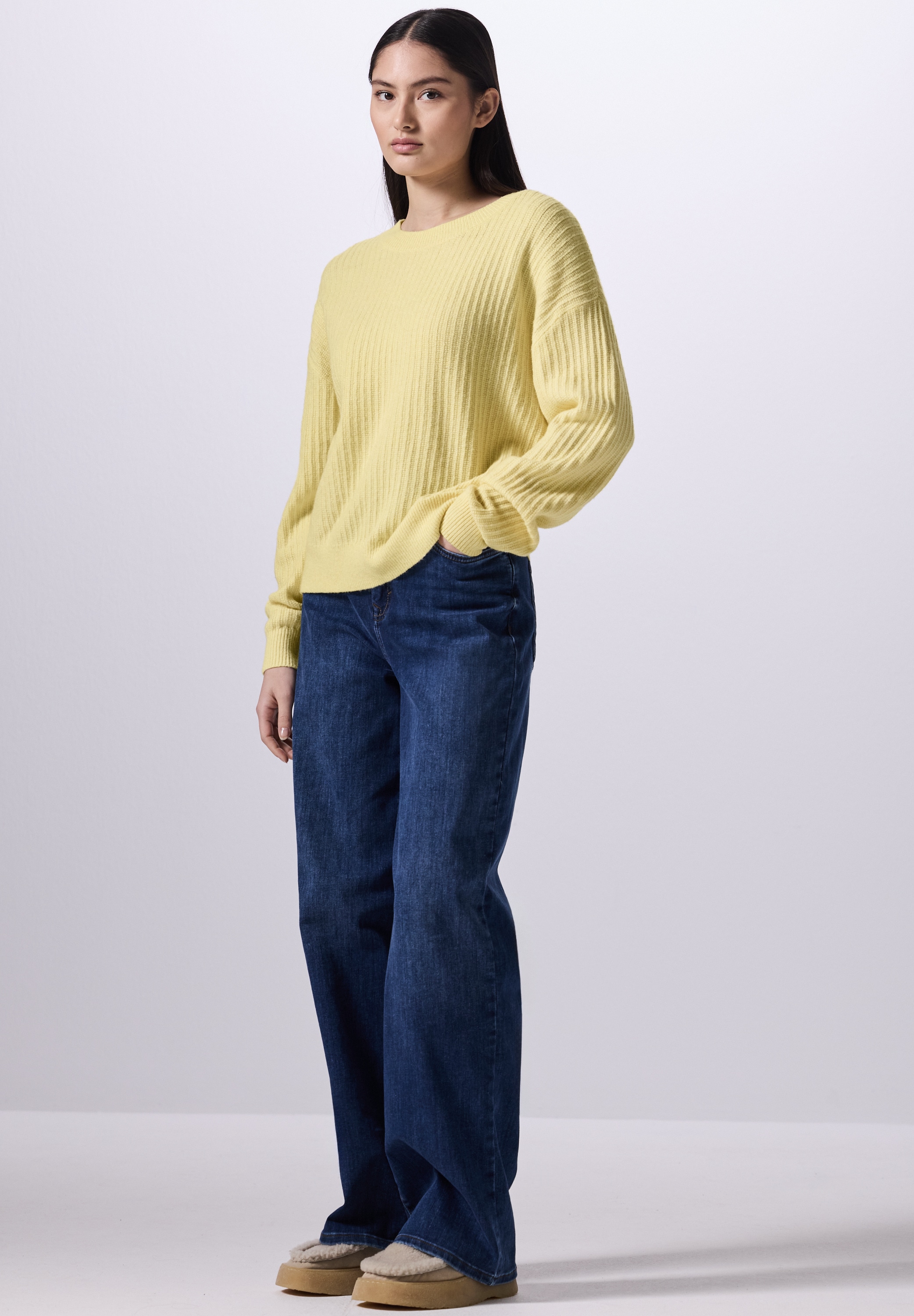 STREET ONE STUDIO Strickpullover, aus Baumwolle mit Stretchanteil