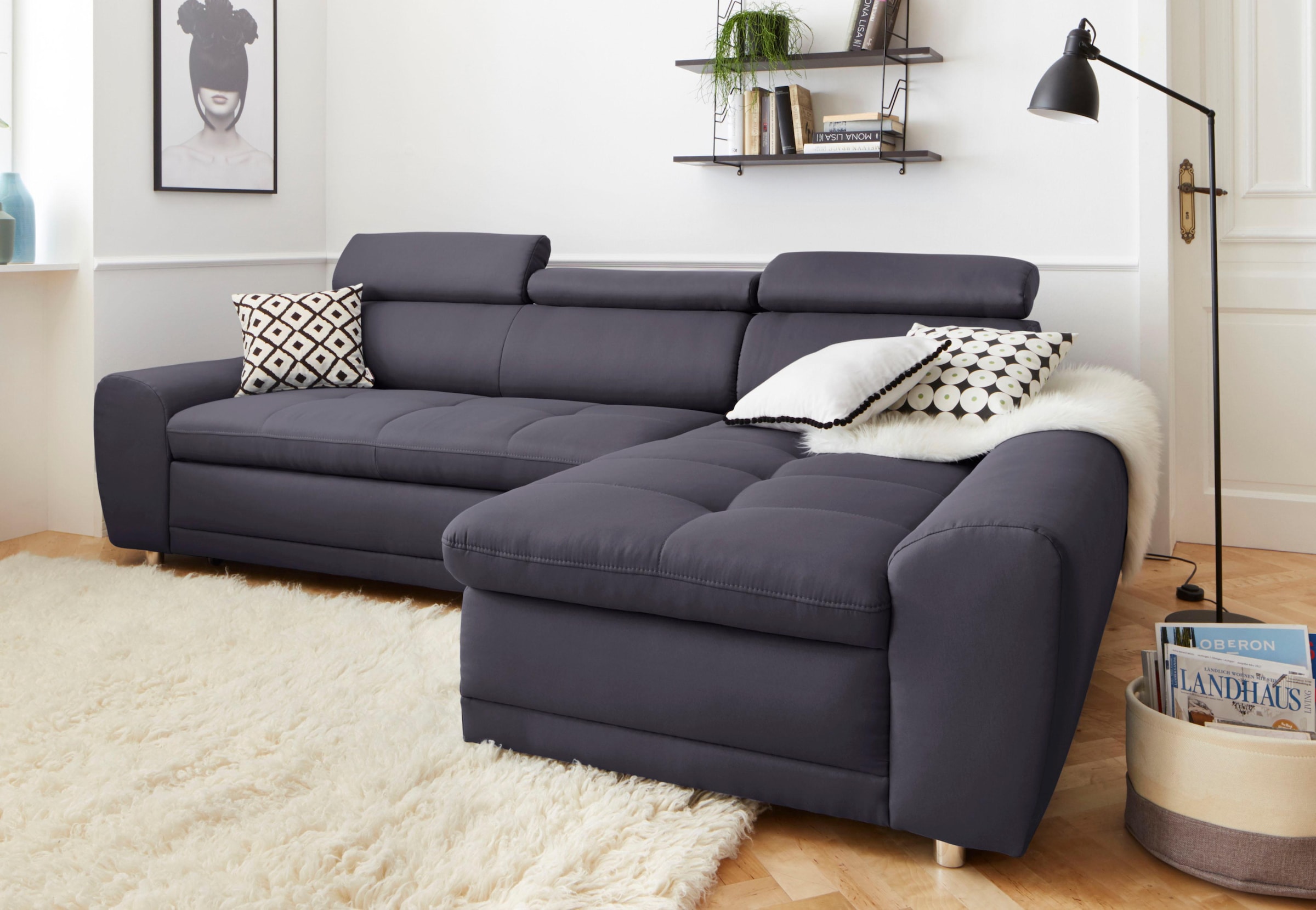 sit&more Ecksofa "Riva L-Form", inklusive Kopteilverstellung, wahlweise mit Bettfunktion