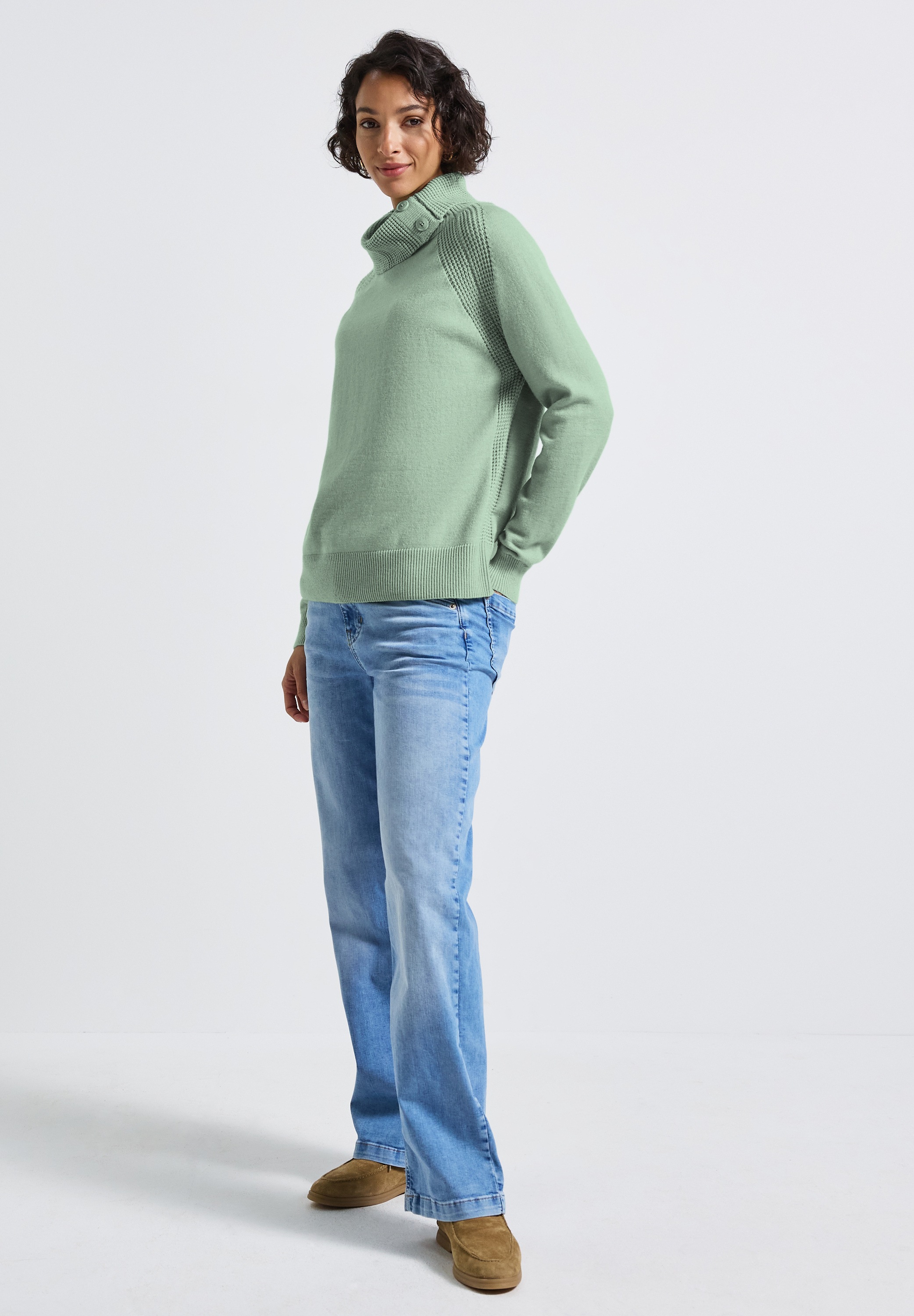 Street One Damen Rollkragenpullover Serene Grün Gr. 38 2