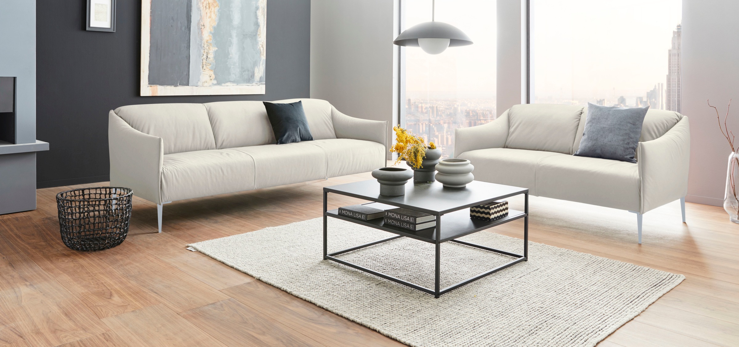 W.SCHILLIG 3-Sitzer »sally«, mit Metallfüßen in Silber matt, Breite 224 cm