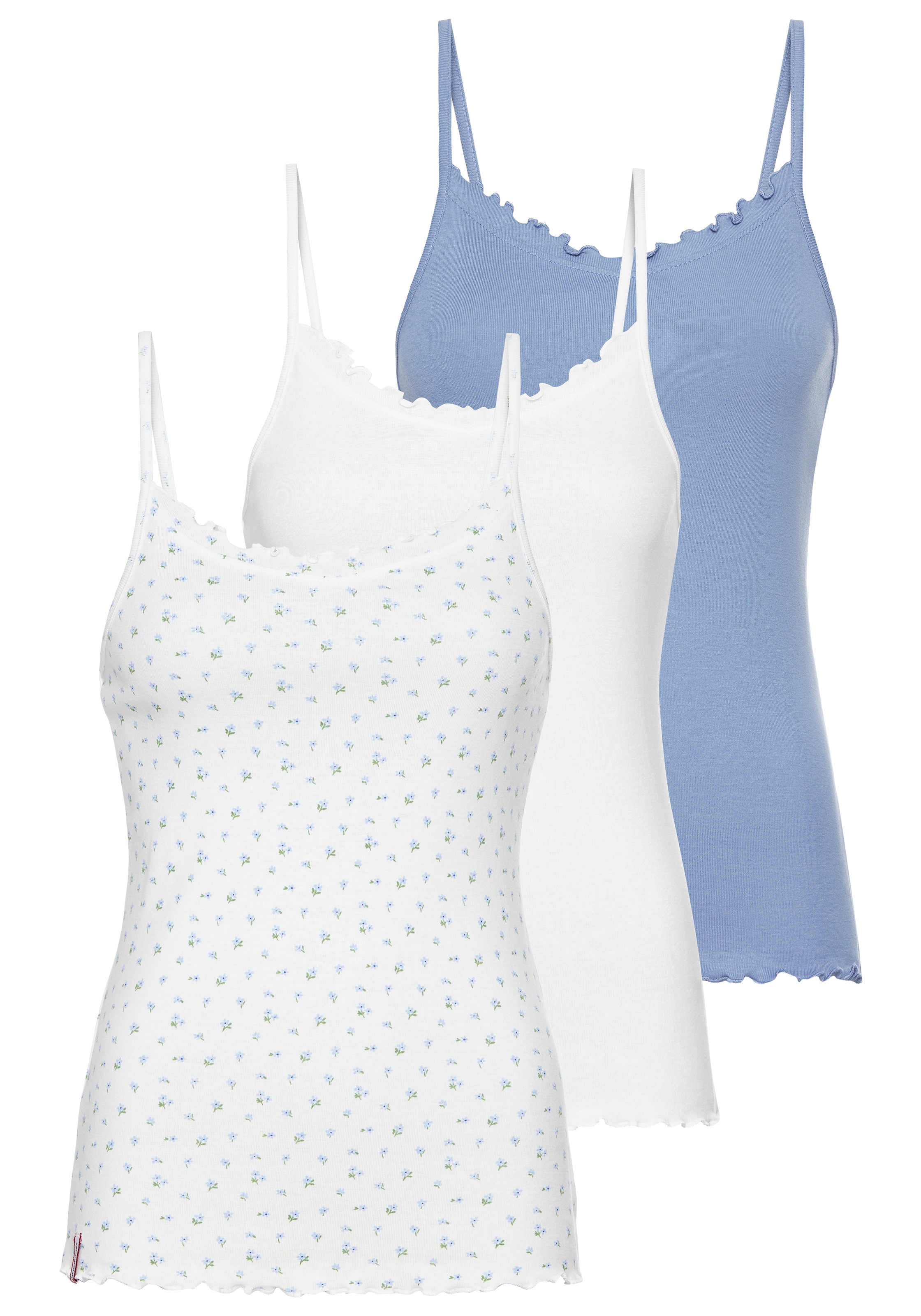 KangaROOS Spaghettitop Packung, 3 Stk. mit verspielter Rollsaumkante günstig online kaufen