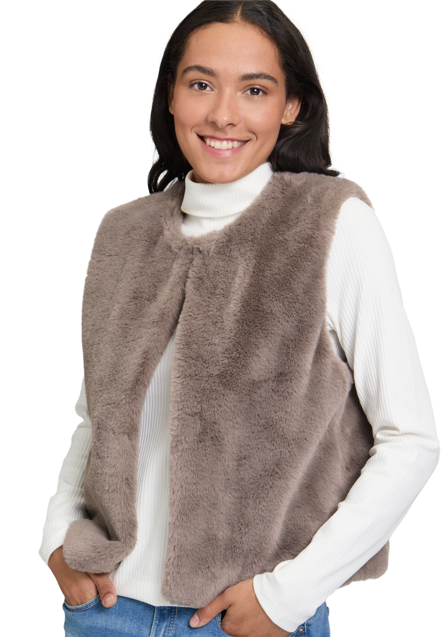 Cartoon Plüschweste »Cartoon Damen Fake Fur-Weste unifarben«