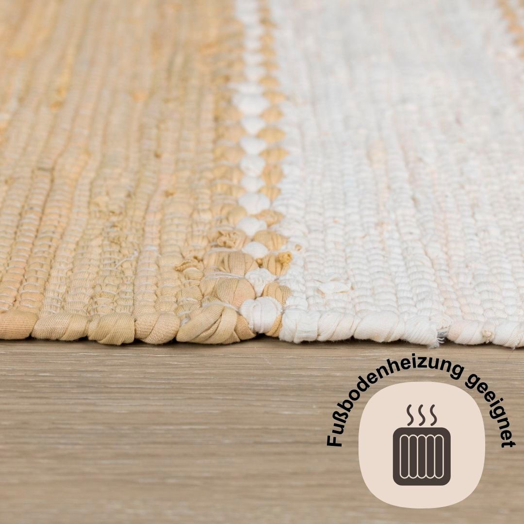 Myflair Möbel & Accessoires Teppich »Karim«, rechteckig, 10 mm Höhe, Handweb Teppich, gestreift, 90% Baumwolle, handgewebt, mit Fransen