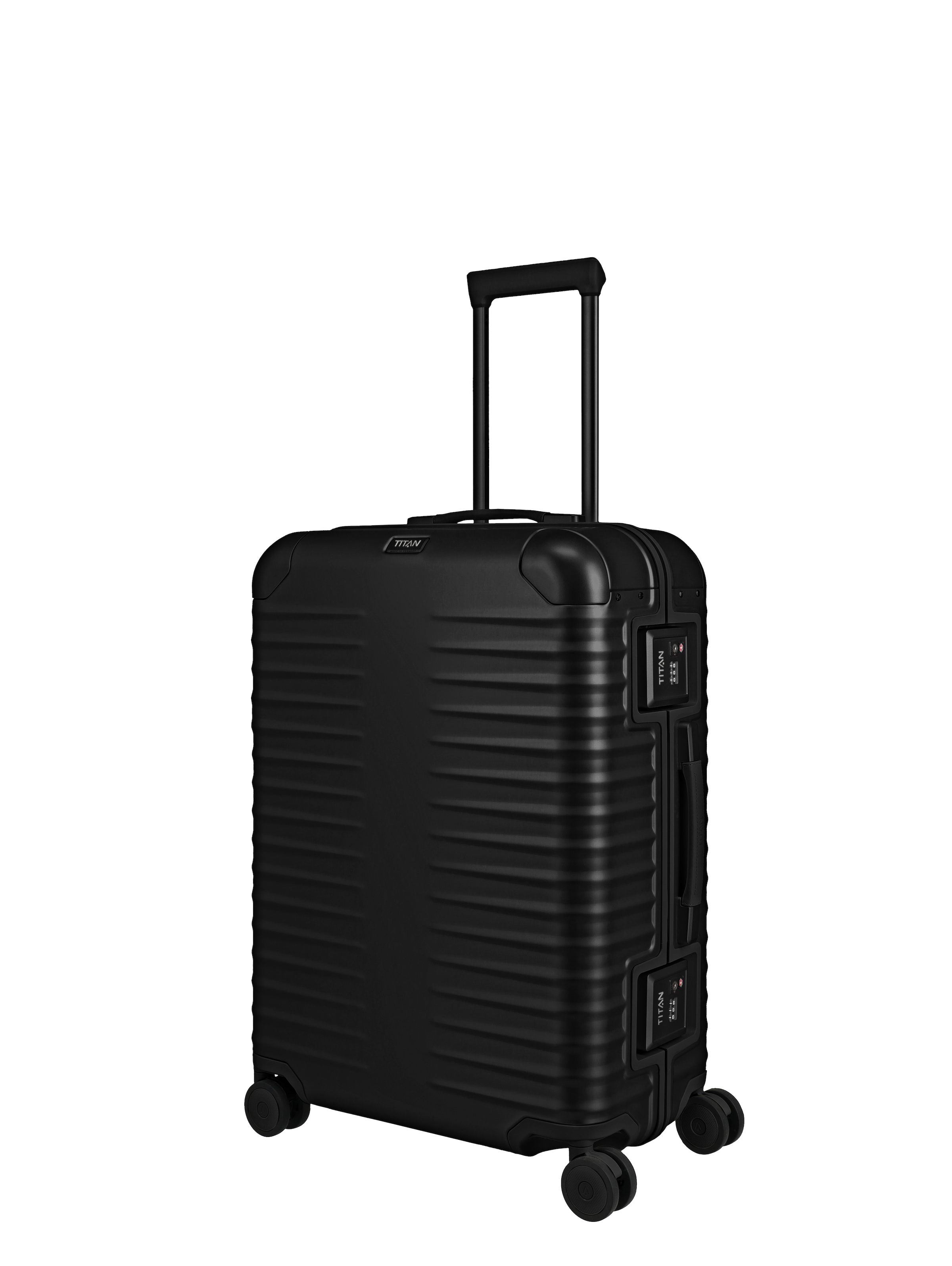 TITAN - Made in Germany Trolley »ETERNITY M+ Aluminium Reisekoffer Made in Germany« 81 l 4 Rollen 100 % Aluminium, Smart Frame und Echtledergriffe