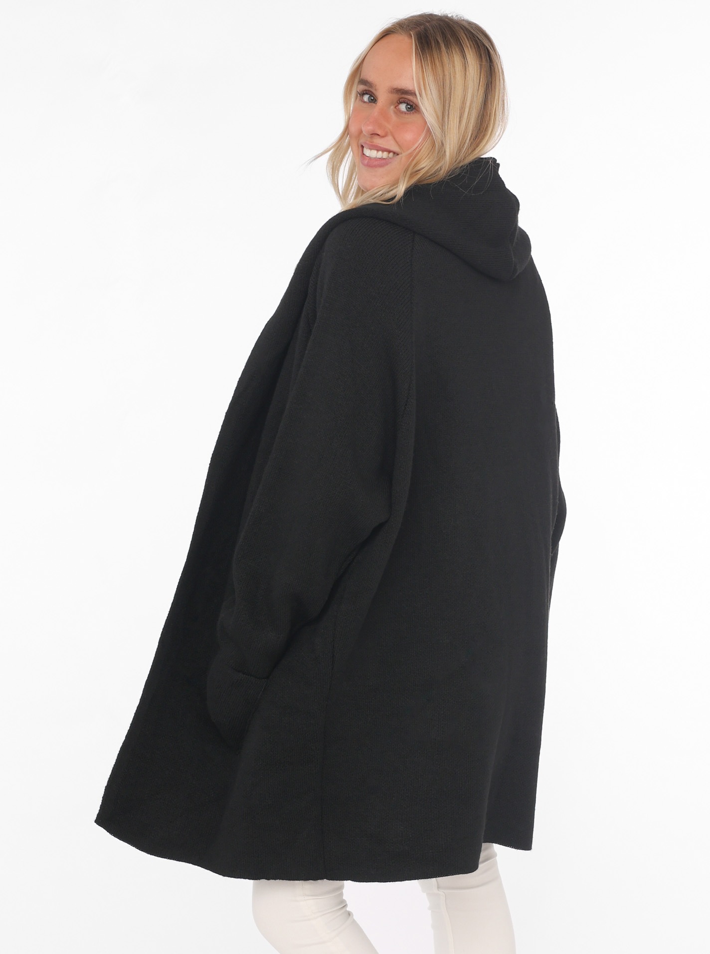 Thumbnail - Zwillingsherz Strickjacke ""Annabell"", One Size, Kapuze, Taschen, ohne Verschluss, Midi-länge, Langarm