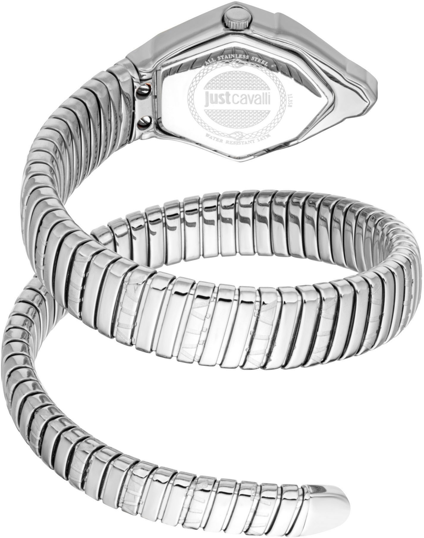 Just Cavalli Time Quarzuhr »Signature Snake«, Armbanduhr,Damenuhr,Edelstahlband,Kristallsteine