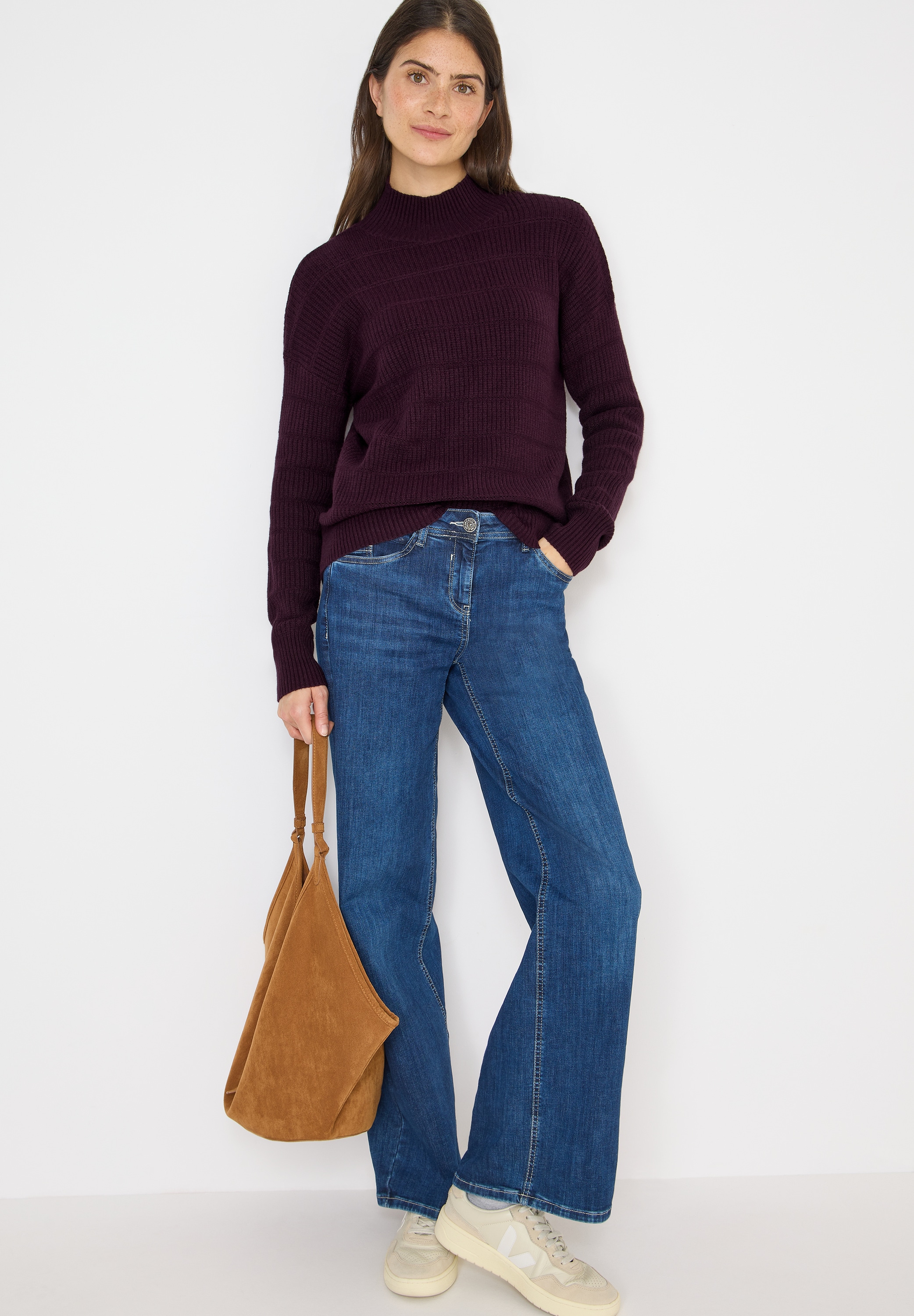 Cecil Stehkragenpullover mit Stehkragen und Loch-Design