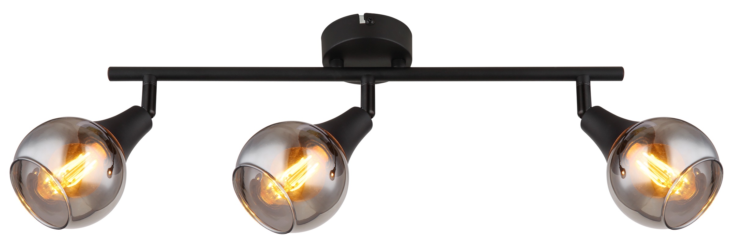 GLOBO LIGHTING Deckenstrahler »GLYPTAR«, Leuchtmittel E14 | ohne Leuchtmittel, Deckenspot/schwarz/Glas rauchfarben/Wohnzimmer/Flur