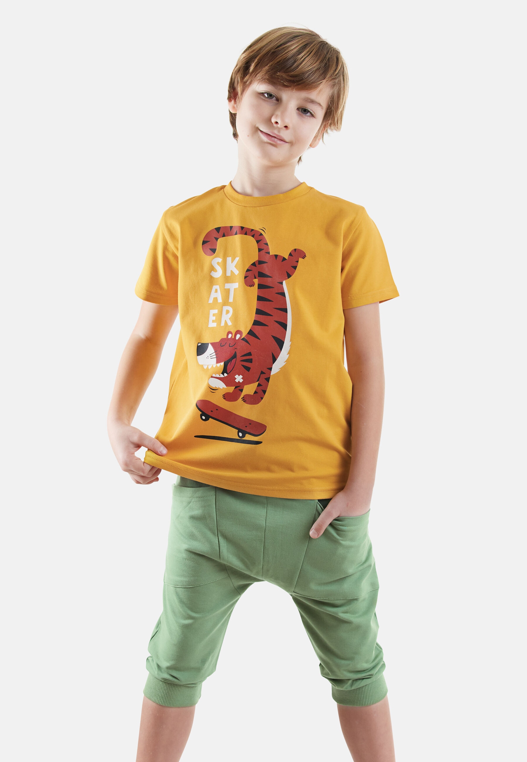 Denokids Hausanzug "Skater", 2 Stk. mit Tiger-Aufdruck günstig online kaufen