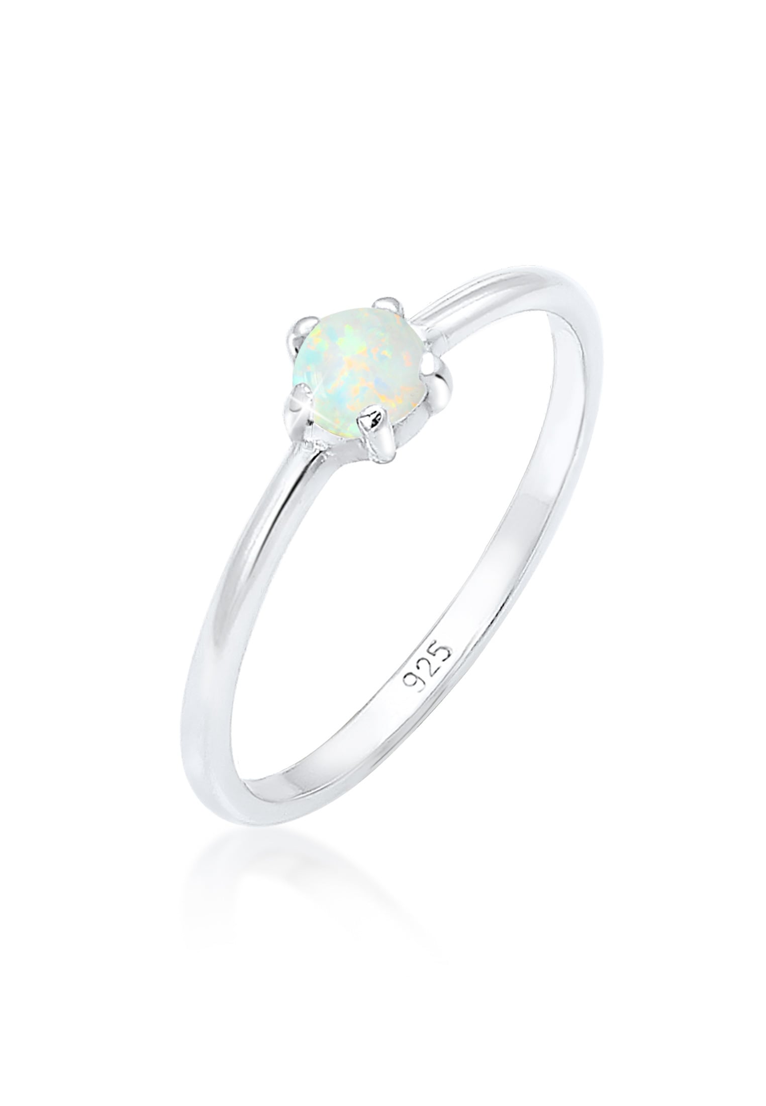 "Silberring ELLI ""Ring Silberring mit synth. Opal rund 925er Silber"" Gr. 58, silber, Fingerringe, Damen, 58, Silber 925 (Sterlingsilber)