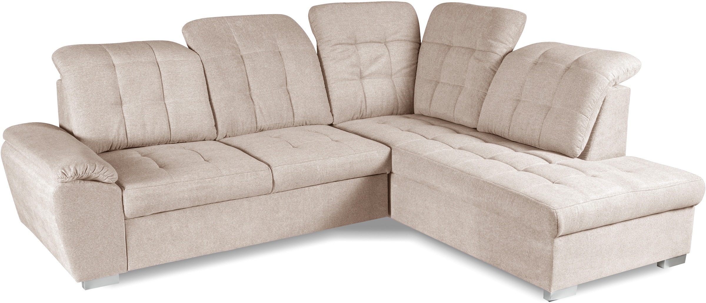 WERK2 Ecksofa »Brindisi, bequem und komfortabel, L-Form«, mit verstellbaren Kopfteilen, Bettfunktion & Bettkasten