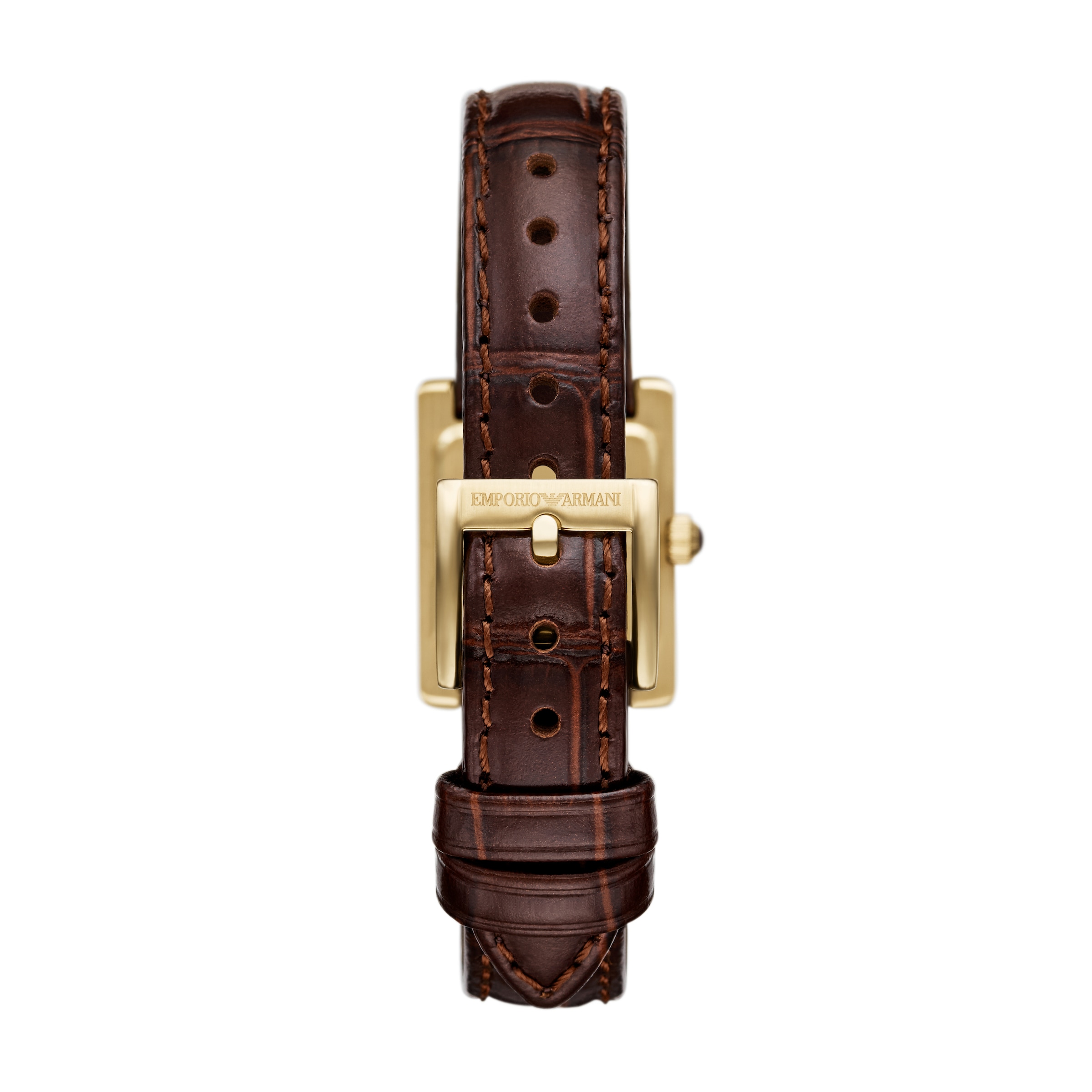 Emporio Armani Quarzuhr, Armbanduhr, Damenuhr, Lederarmband, analog, Glassteine