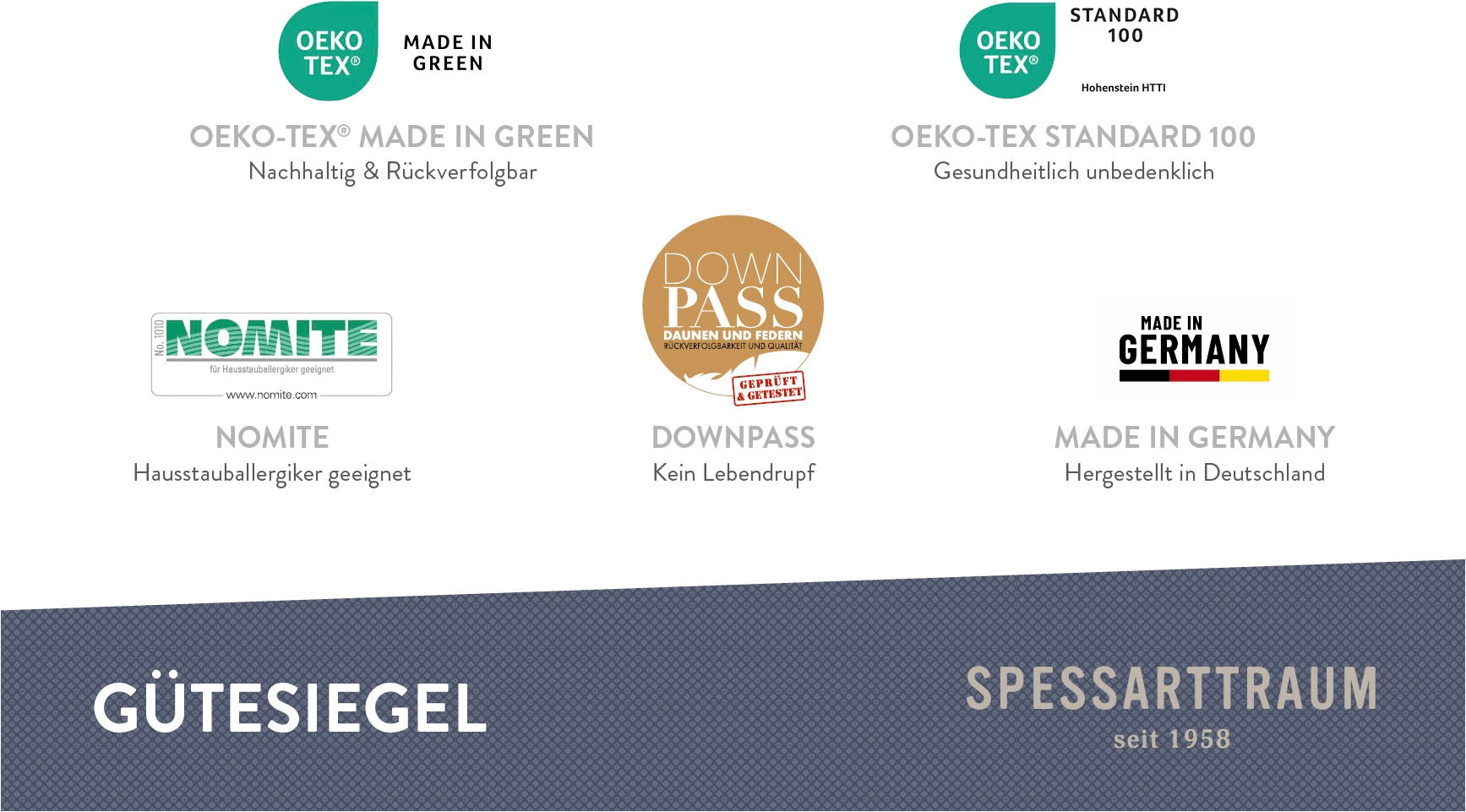 SPESSARTTRAUM 3-Kammer-Kopfkissen »Bern Kissen 40x80cm, 80x80cm«, Füllung: 60% Daunen & 40 % Federn (Außenkammer), Bezug: 100% Baumwolle, (1 St.), Kissen Made in Germany und die Füllung ist zertifiziert vom Downpass