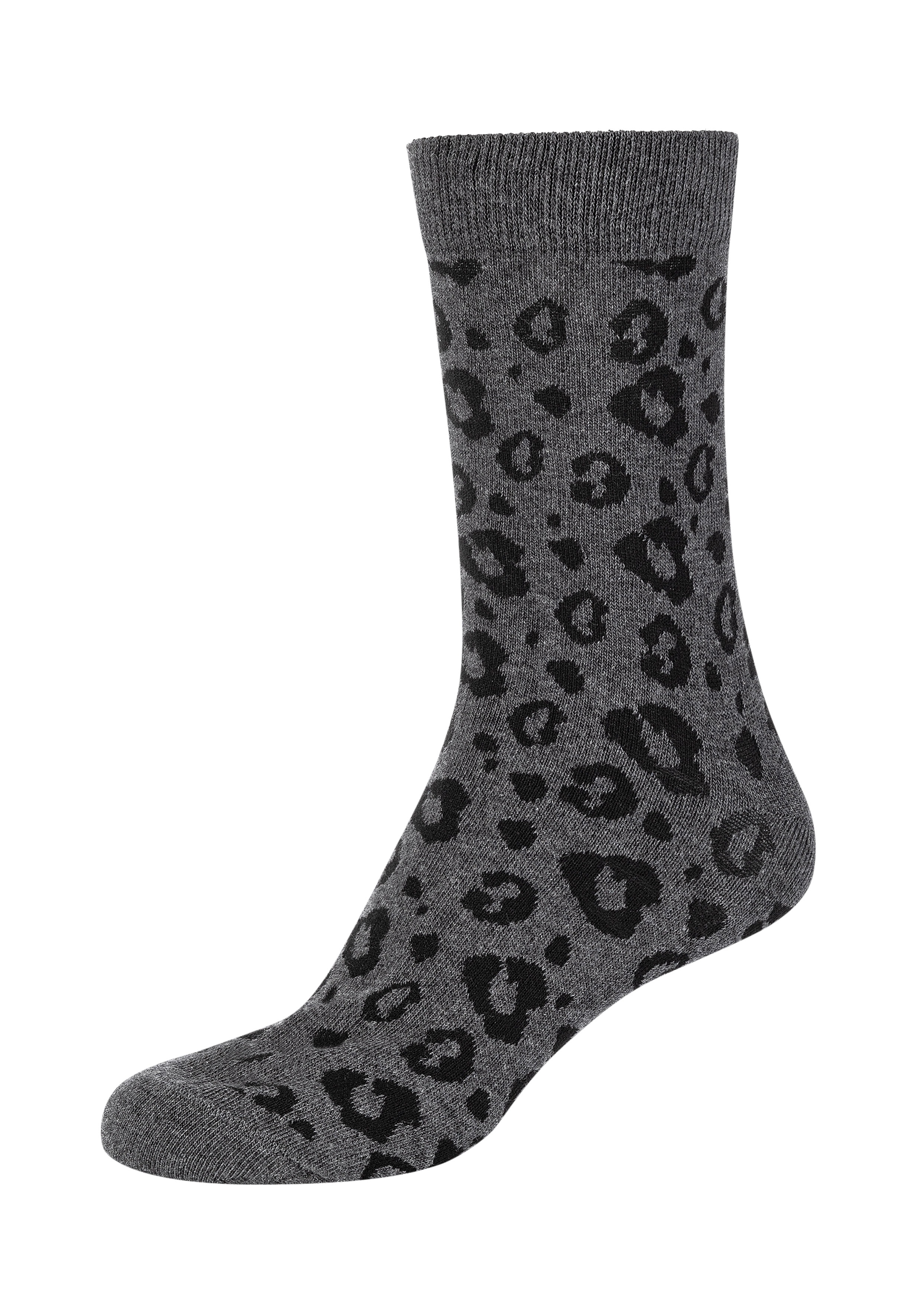 Thumbnail - Camano Socken "ca-soft" 4 Paar tlg. Leopard Socks, Piqué-Bund, verstärkte Ferse und Spitze
