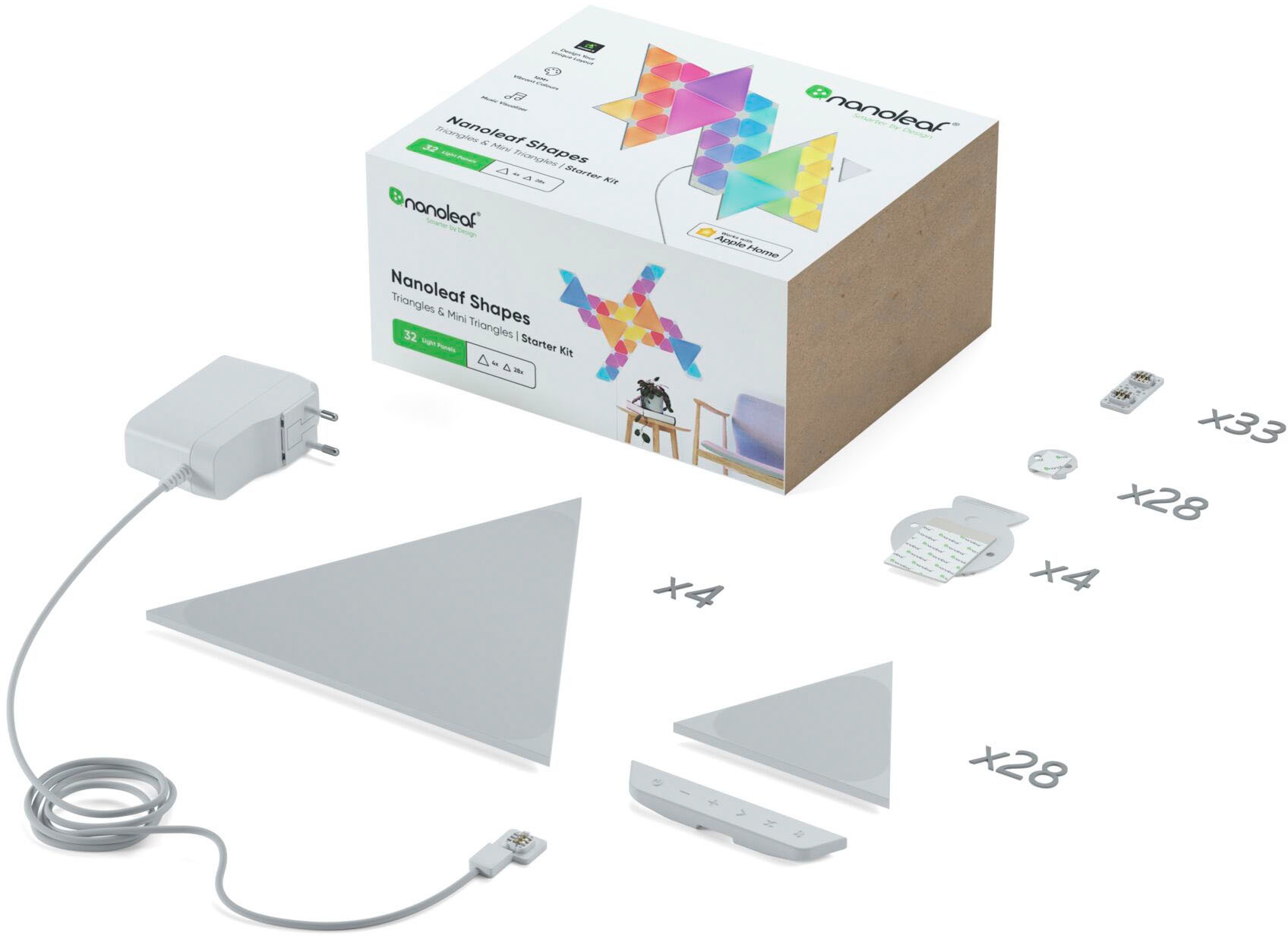 nanoleaf Dekolicht »Nanoleaf Shapes Starter Kit Triangles & Mini«, 32 LED-Lichtpaneelen zur Erstellung individueller Layouts