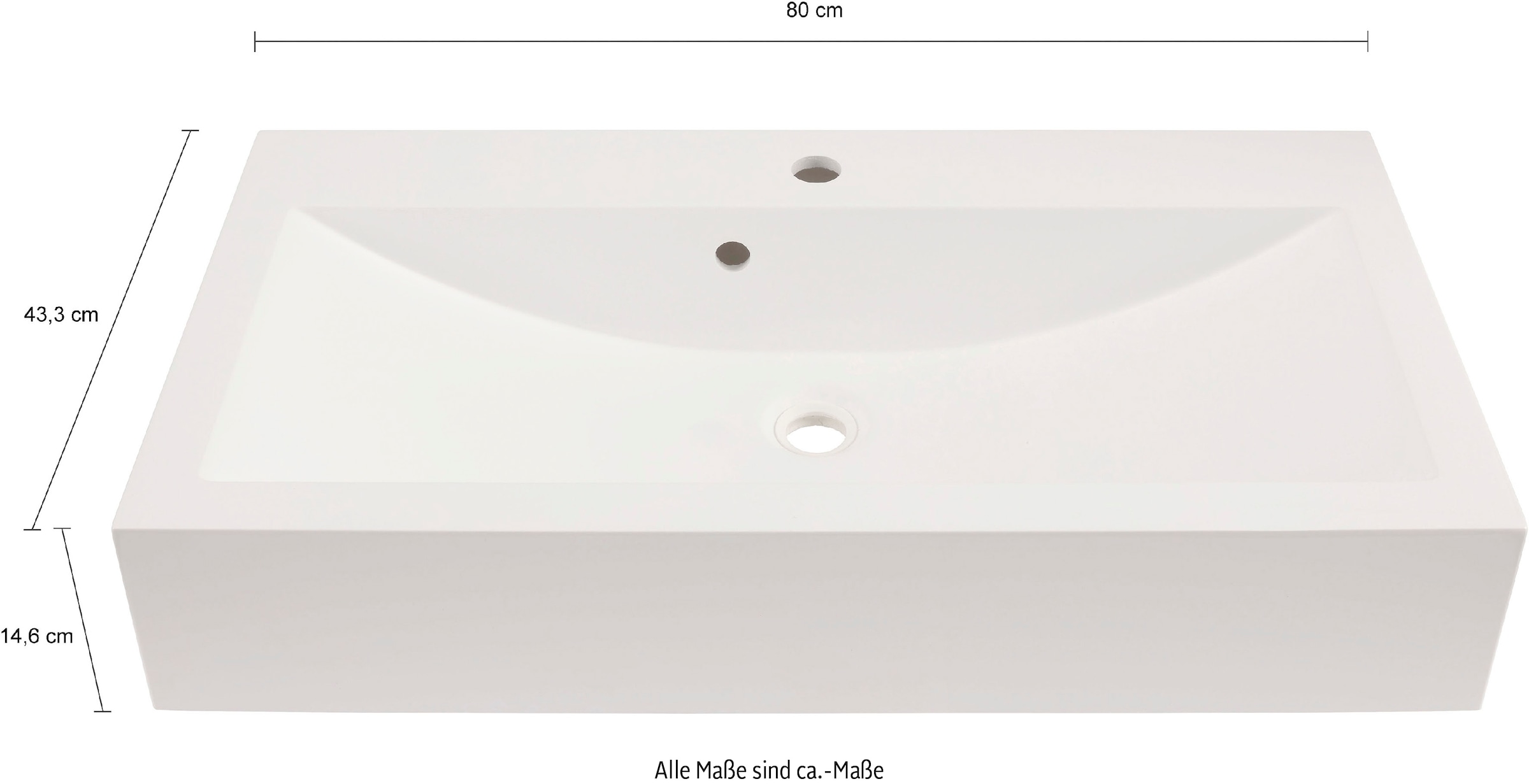 INOSIGN Waschtisch-Set »Riga, Breite 140 cm, inkl. Aufsatzwaschbecken, 2 Schubkästen, 1 Tür«, (Set, 1 St.), Hängeschrank, Unterschrank, Badmöbel, Badschrank, Schrank, Bad