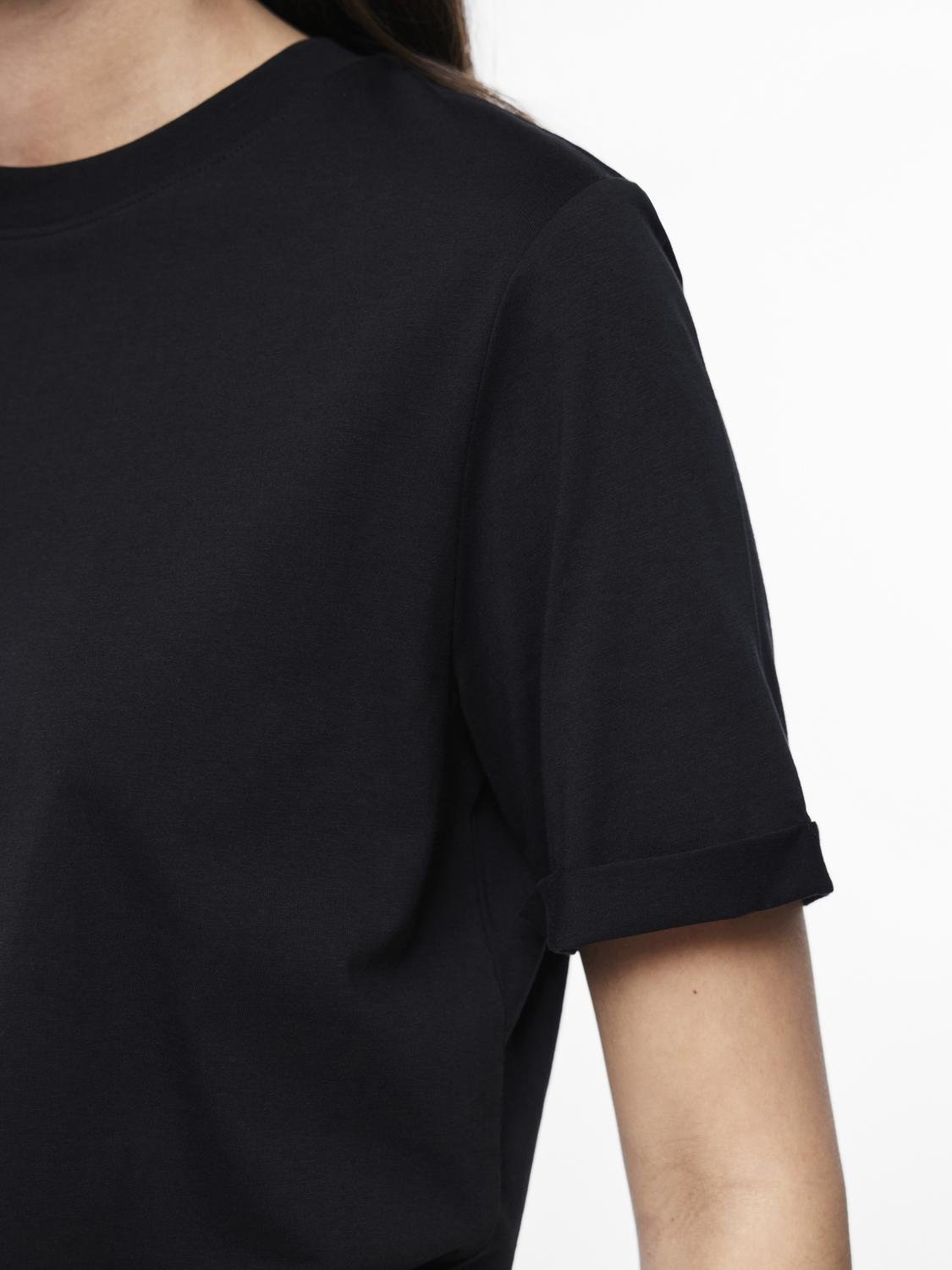 pieces Rundhalsshirt »PCRIA SS FOLD UP SOLID TEE NOOS BC«