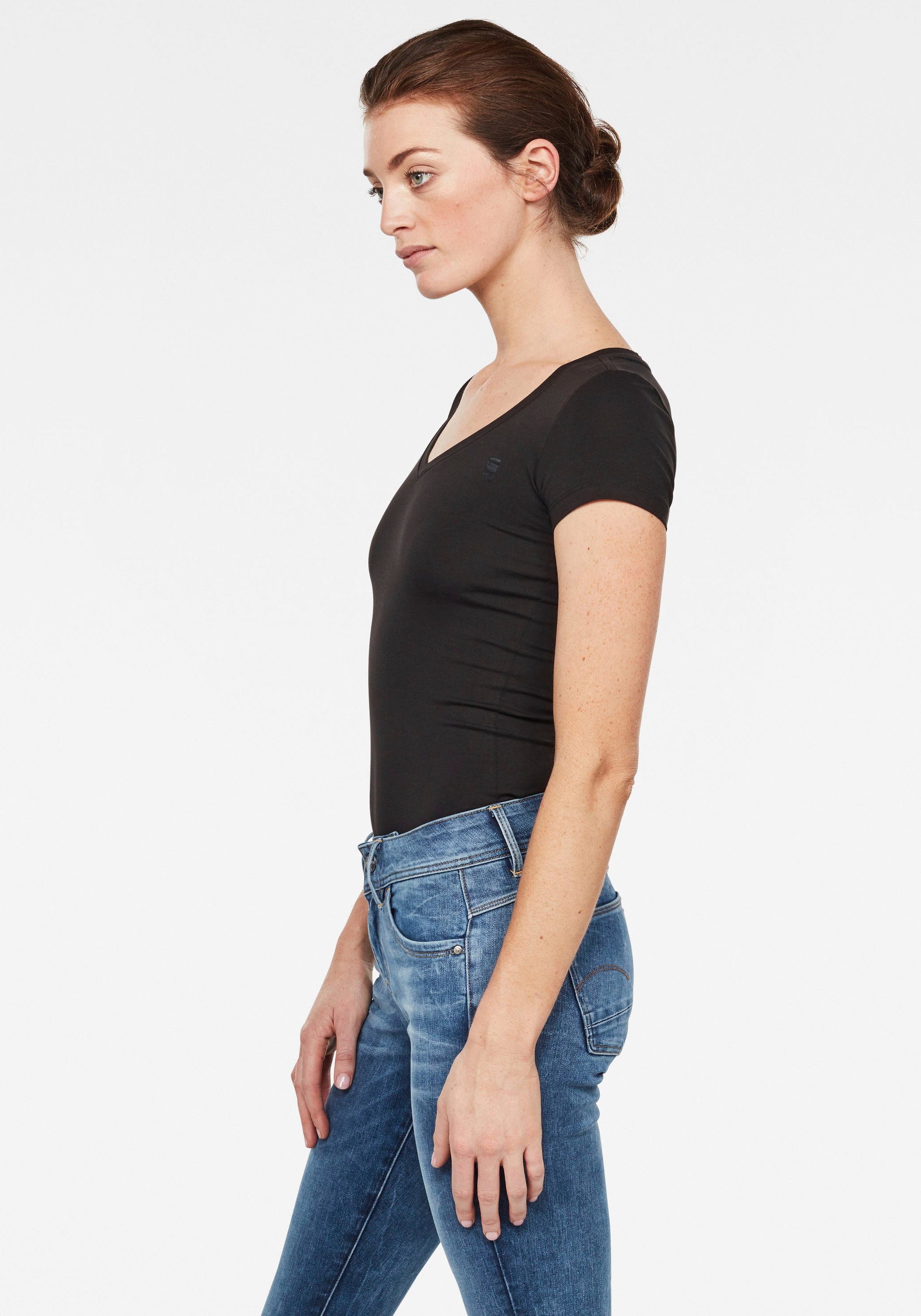 G-Star RAW V-Shirt »Base mit kleinem wmn sl«, cap v für BAUR kaufen | t vorne Logodruck