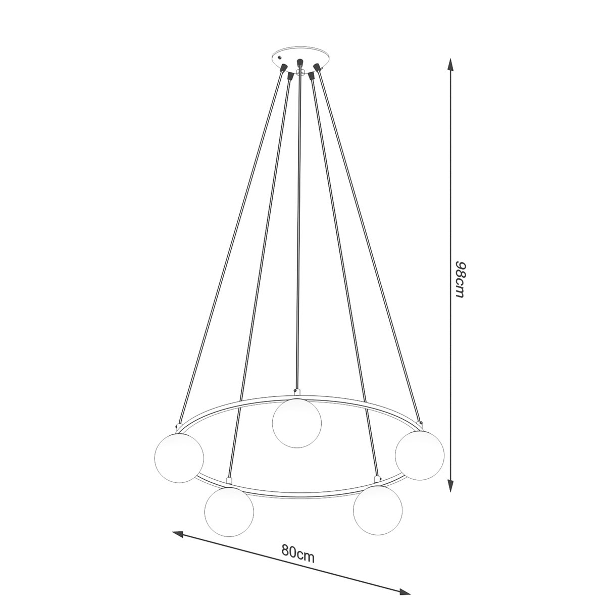 SOLLUX lighting Kronleuchter »YOLI«, 5 flammig, Leuchtmittel G9 | ohne Leuchtmittel, Verteiltes Licht