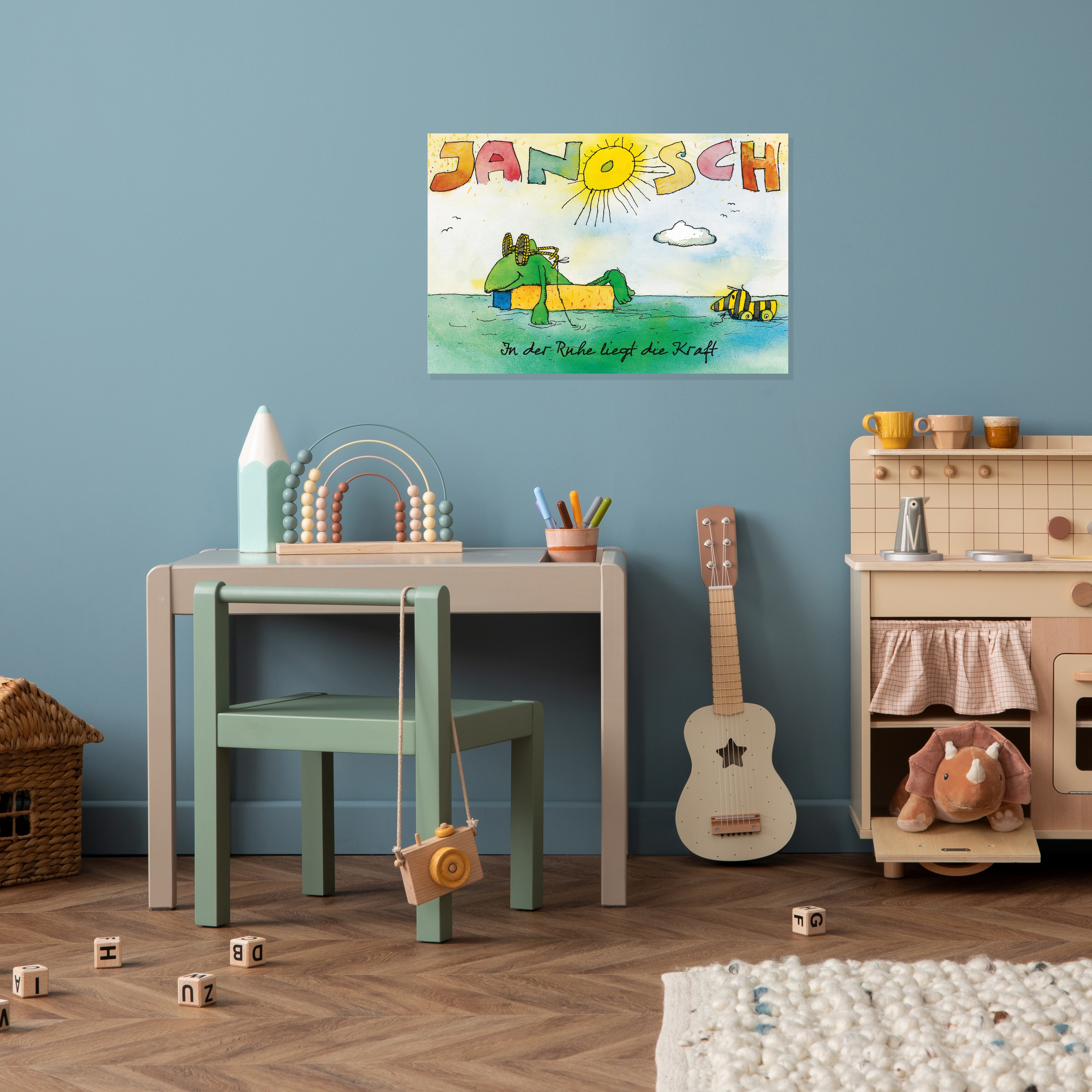 LuckyLinde Wanddekoobjekt "Der Frosch und die Tigerente" Exklusive JANOSCH Kindermotive, Stahlschild