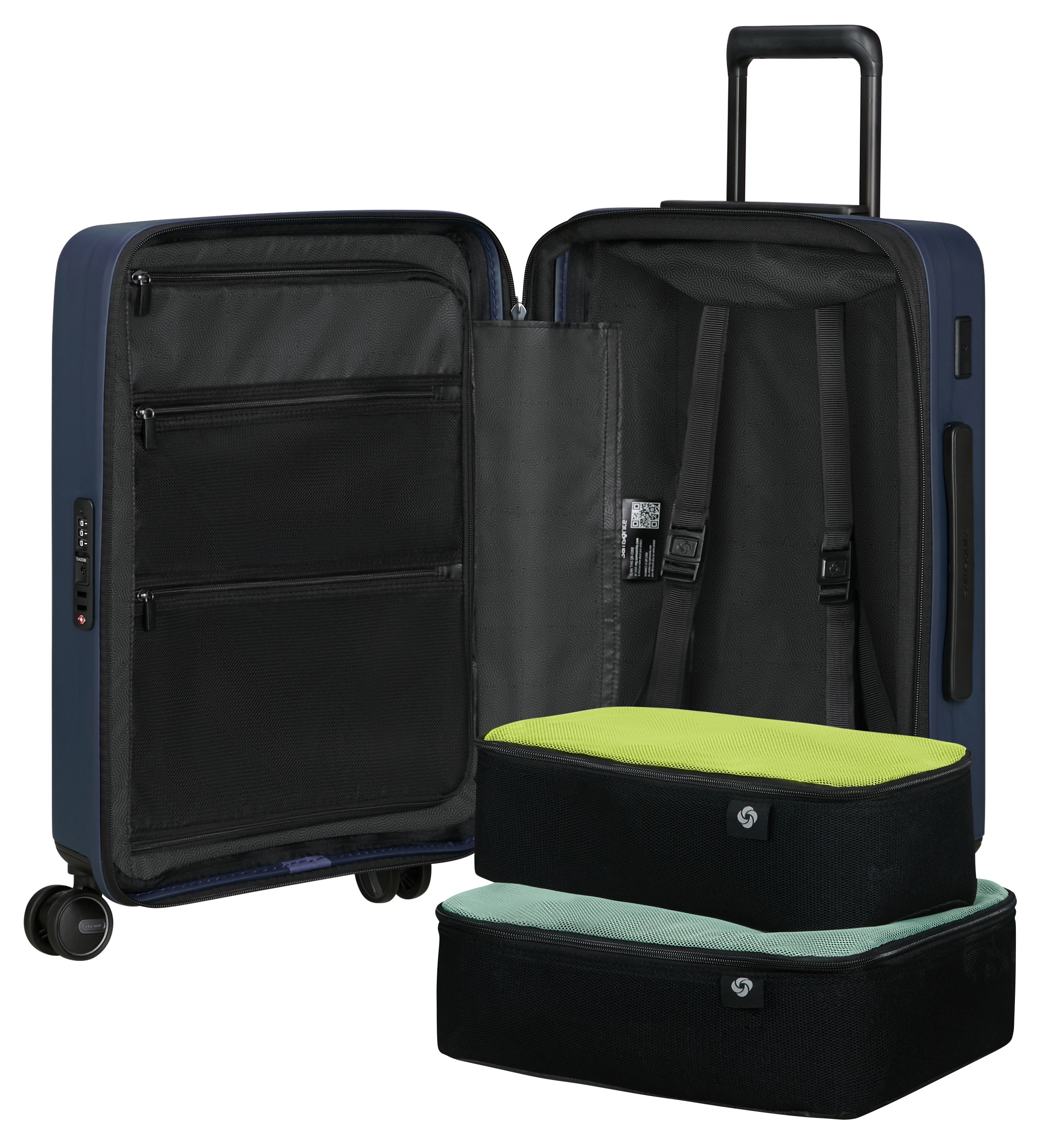 Samsonite Hartschalen-Trolley »RESTACKD, verschiedene Größen und Farben«, (mit Packtaschen), 4 Rollen, Reisekoffer mit TSA Schloss Volumenerweiterung Packtaschen