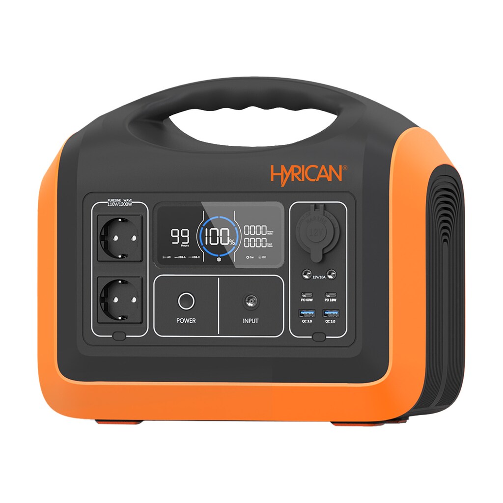 Hyrican Powerstation »UPP-1200 / 1200 Watt, 992 Wh, LiFePO4, tragbarer Akku/Batterie«, 310000 mAh