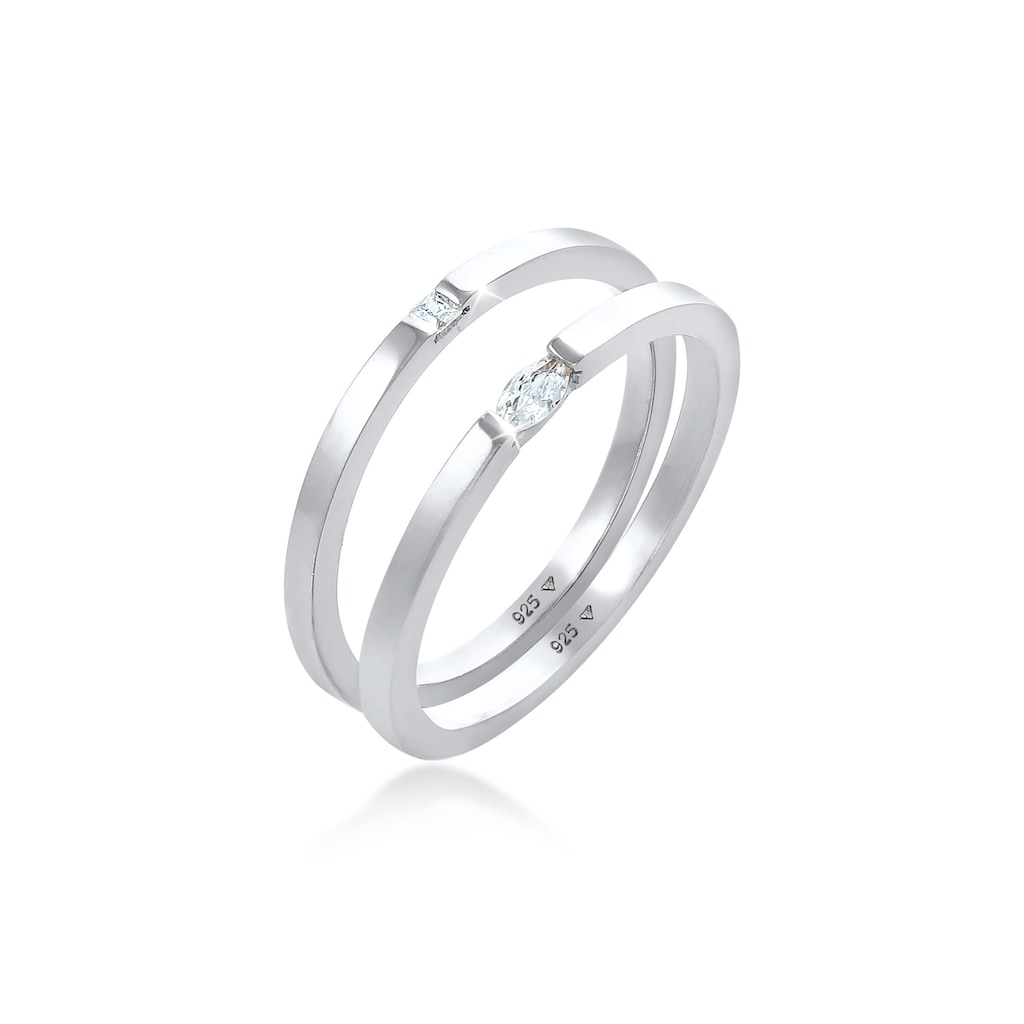 Elli Solitärring »Ring Solitär Zirkonia Klassik Set 925 Silber«