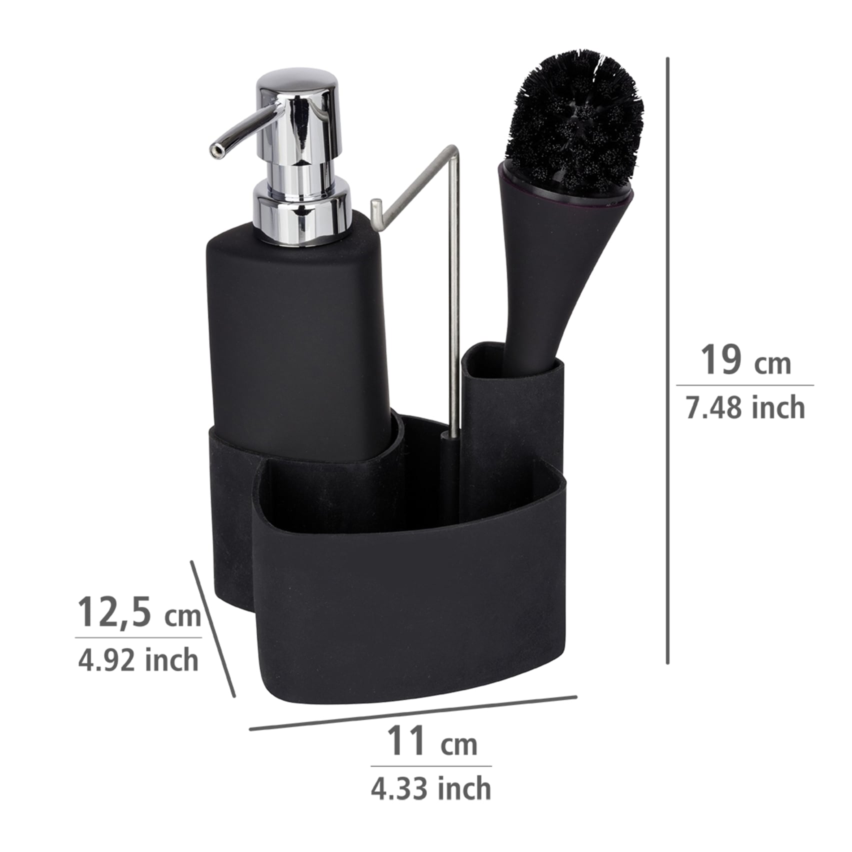 WENKO Spülmittelspender »Modell Empire«, (Set, 3 tlg.), Spül-Set mit Spülmittelspender, Spülbürste und Handtuchhalter, Keramik