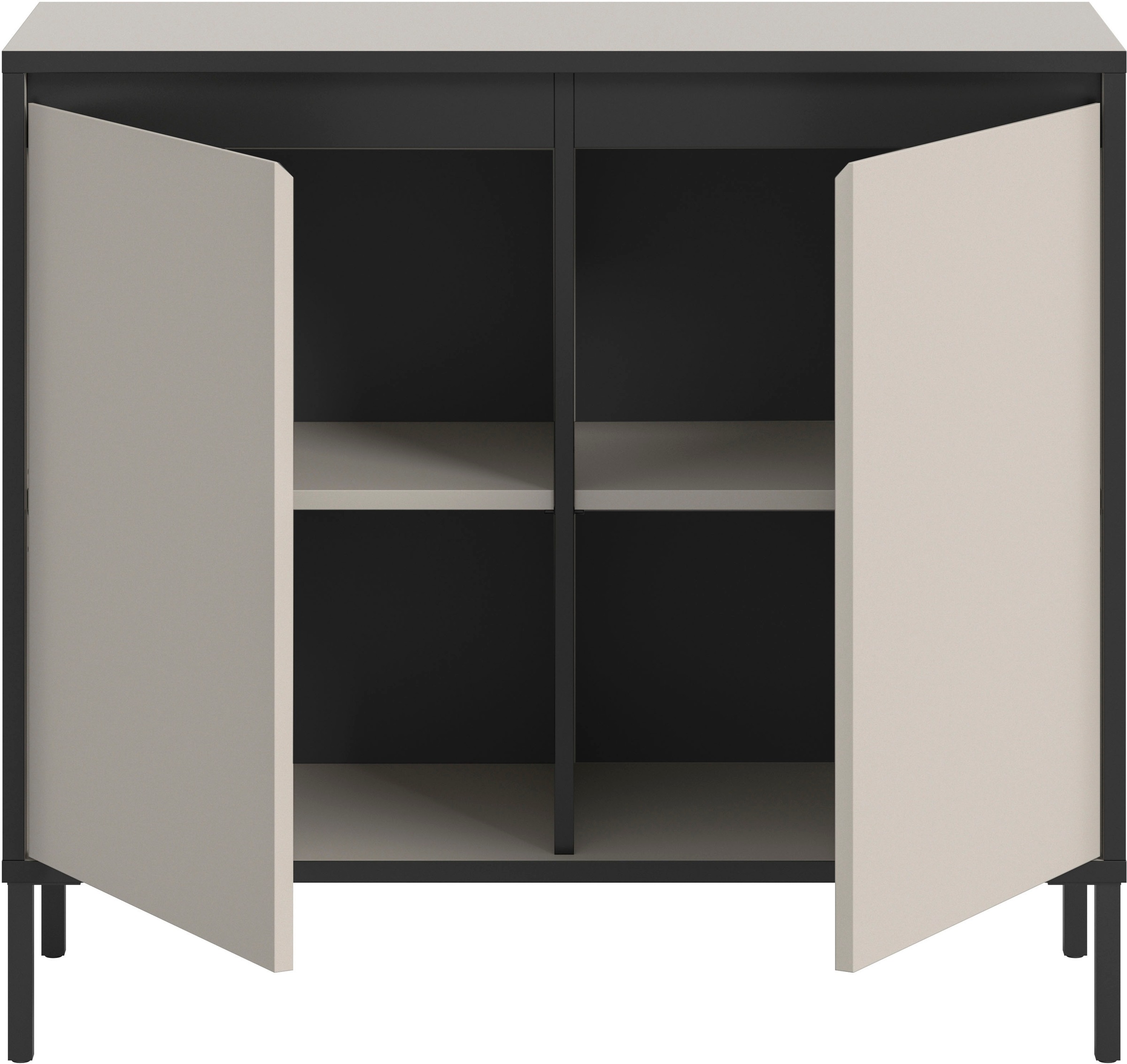 INOSIGN Kommode »NORT, Höhe: 92 cm, mit Metall Stabfuß, 2 Türen, 2 Einlegeböden«, Anrichte, Sideboard, Schrank, Board, Highboard