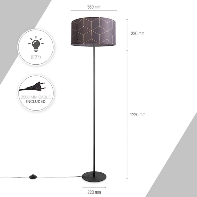 Paco Home Stehlampe »Luca Cube«, Stehlampe Wohnzimmer Stoff Lampenschirm  Rund Abstrakt Textilschirm | BAUR
