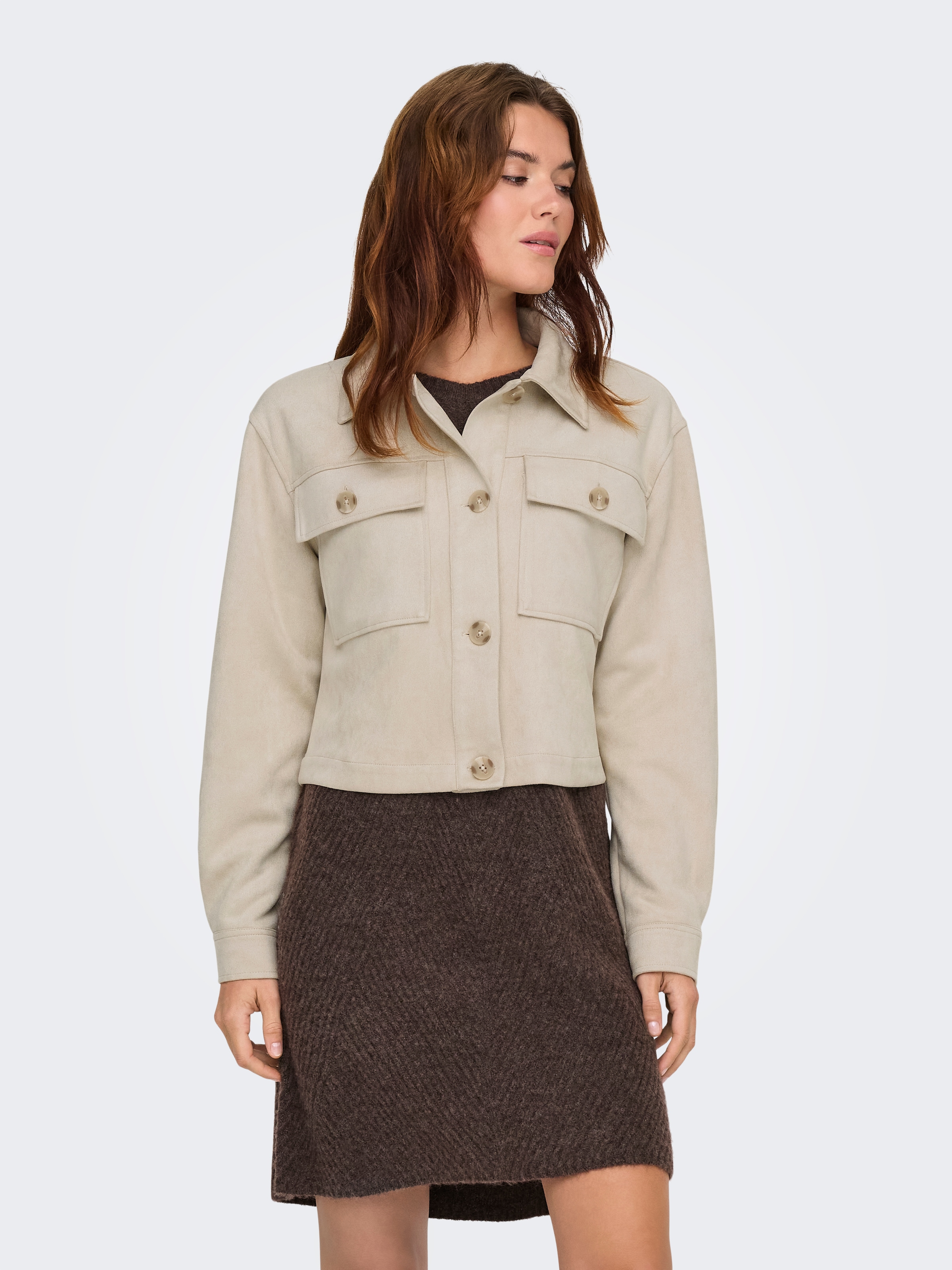 ONLY Kurzjacke "ONLBELICIA LIFE FAUX SUEDE JACKET OTW" aus weichem Wildlede günstig online kaufen