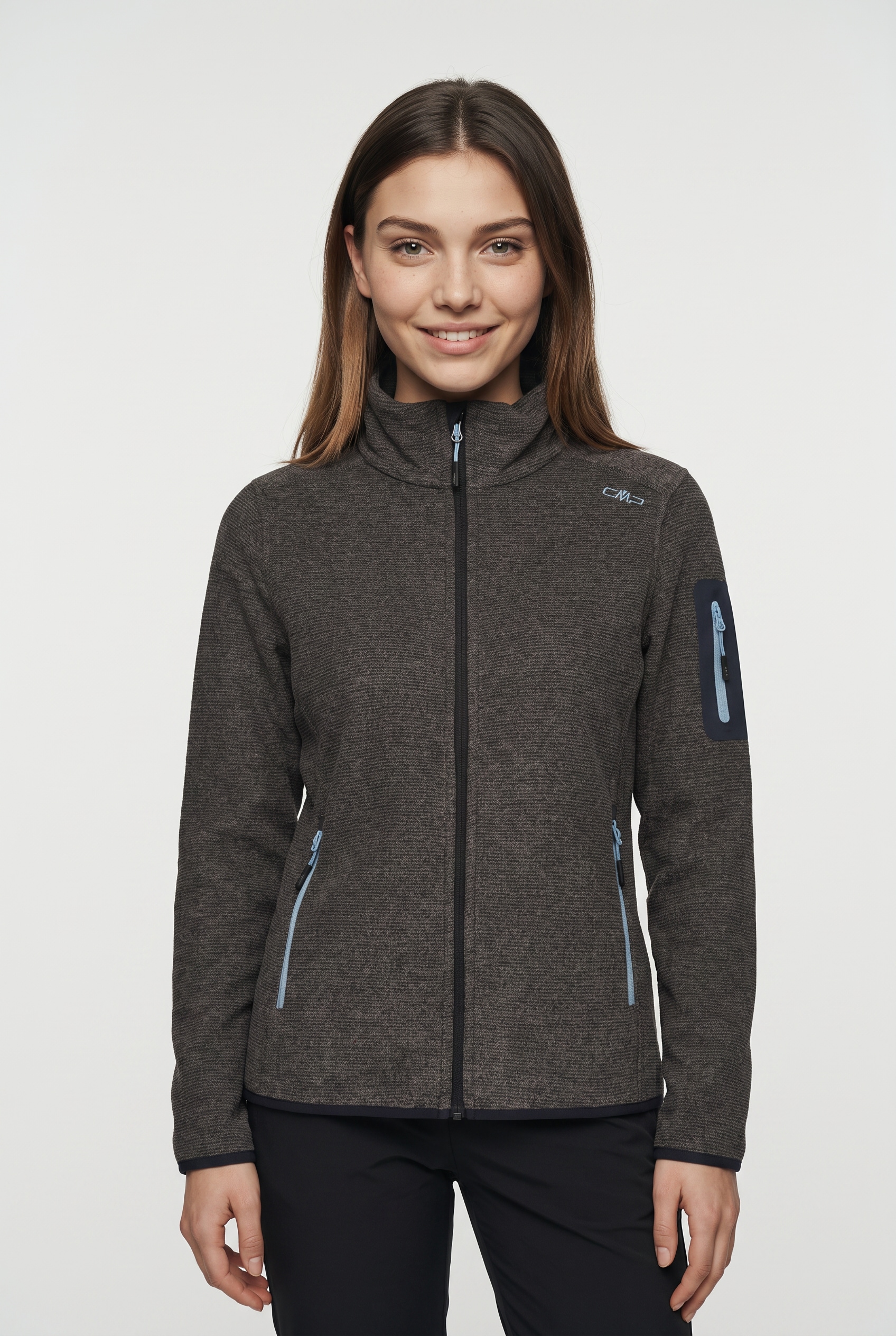 CMP Strickfleecejacke "WOMAN JACKET" ohne Kapuze mit Reißverschluss