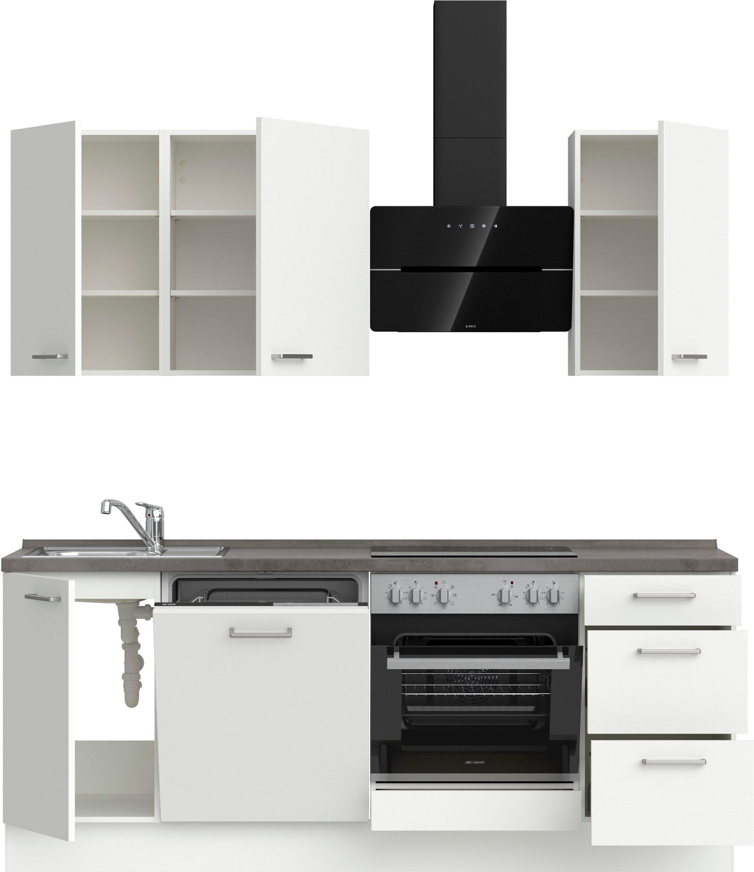 nobilia® Küchenzeile »"Touch II"«, vormontiert, Ausrichtung wählbar, Breite 210 cm, wahlw. mit E-Geräten