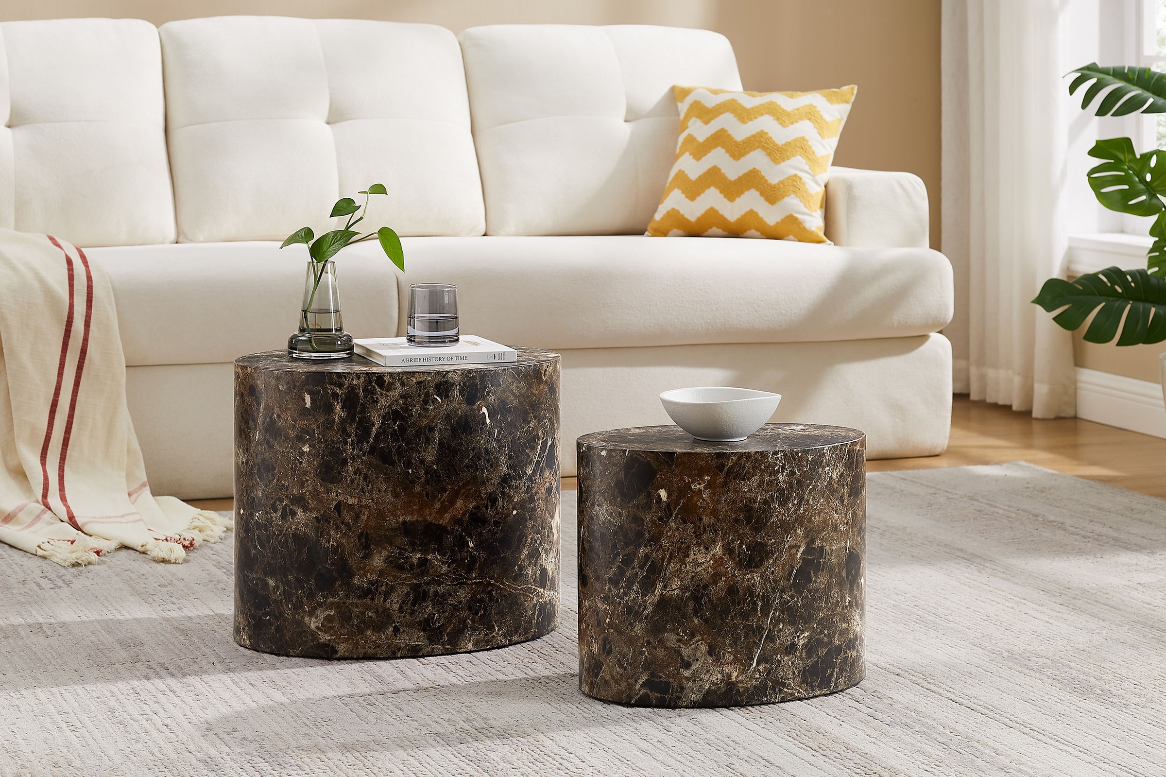SalesFever Couchtisch "Almeria" 2er-Set, oval, in Marmoroptik foliert günstig online kaufen