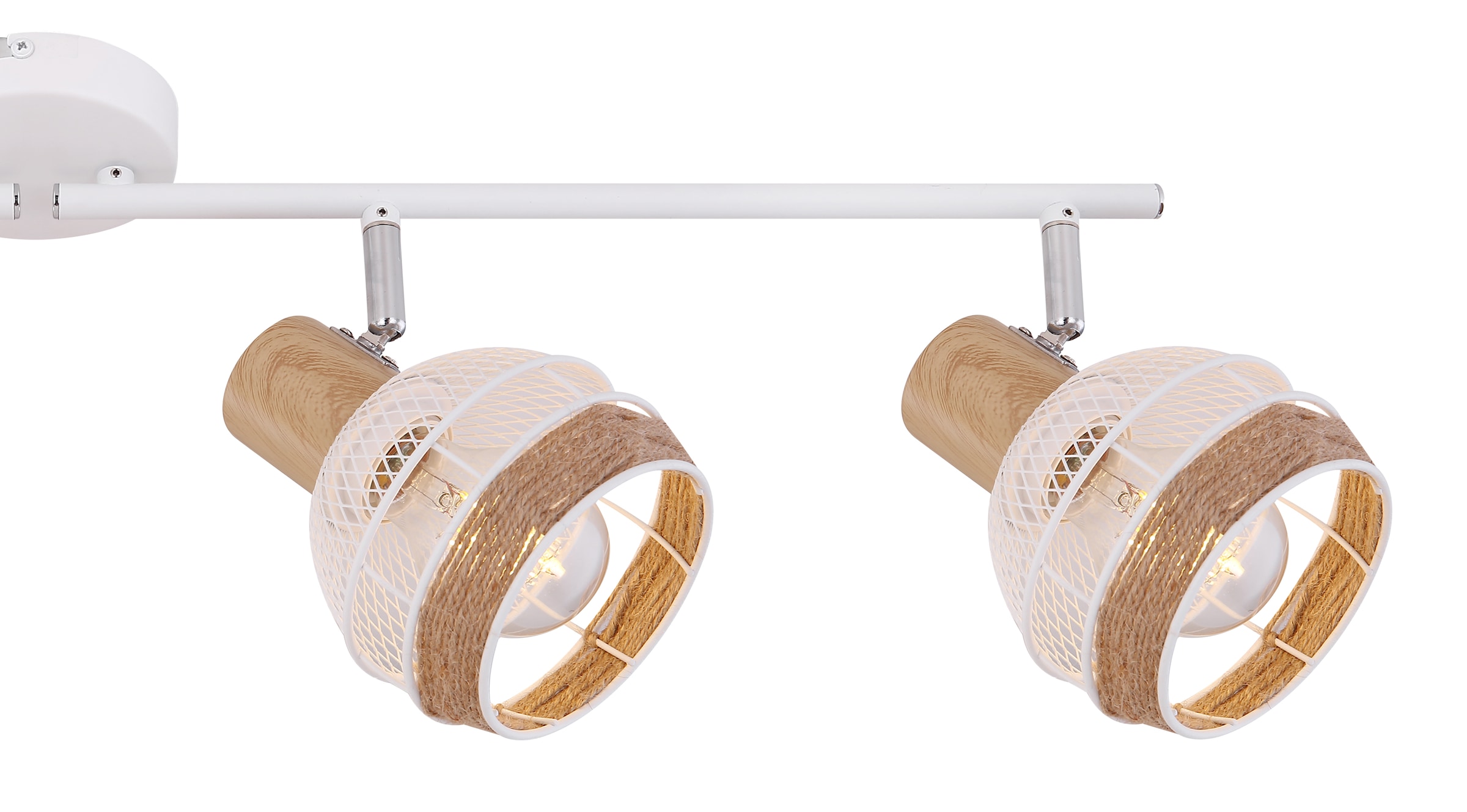 GLOBO LIGHTING Deckenstrahler »WIDY«, Leuchtmittel E27 | ohne Leuchtmittel, Deckenstrahler/weiß/holzoptik/Hanf braun/Flur/Wohnzimmer