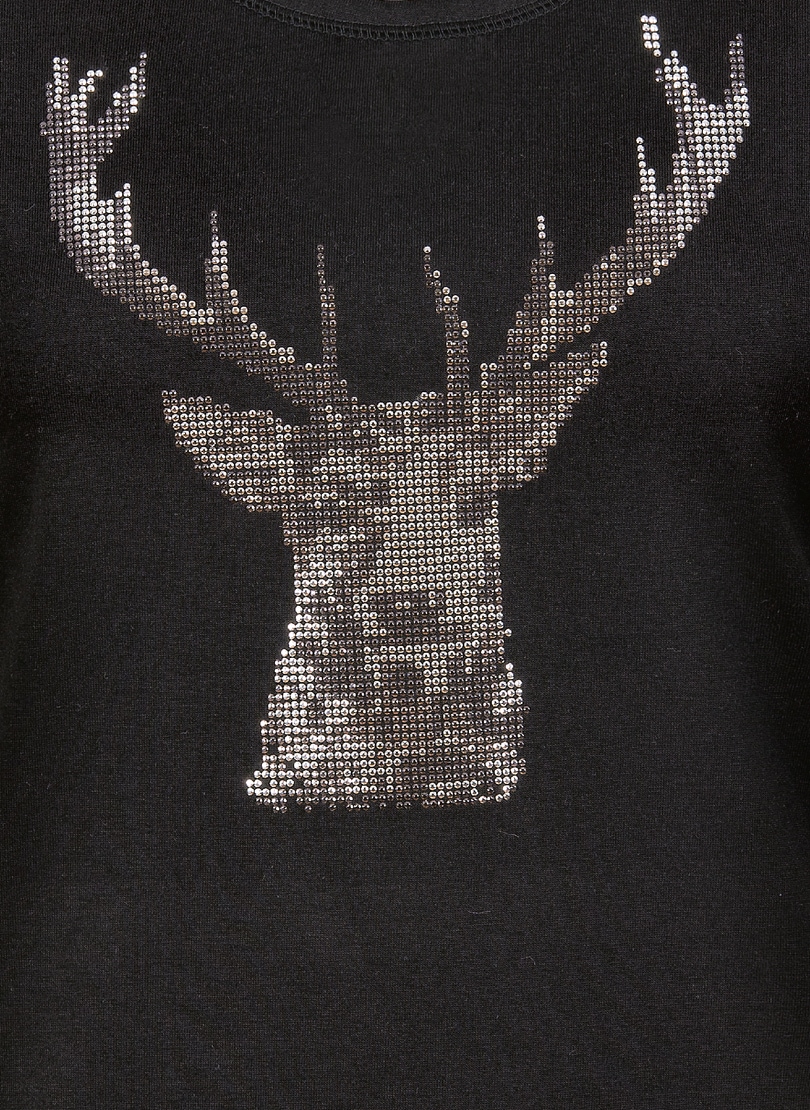 Trigema T-Shirt »TRIGEMA T-Shirt Glitzer-Hirsch«, (1 tlg.)