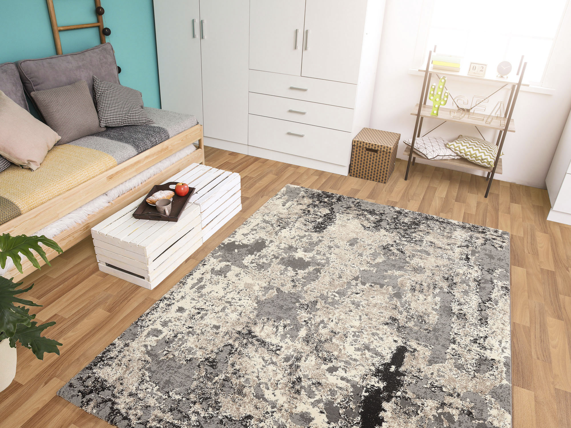 Thumbnail - OCI DIE TEPPICHMARKE Teppich "Juwel Liray", rechteckig, 20 mm Höhe, Kurzflor, Wohnzimmer, Marmor Optik, Hoch Tief Effekt
