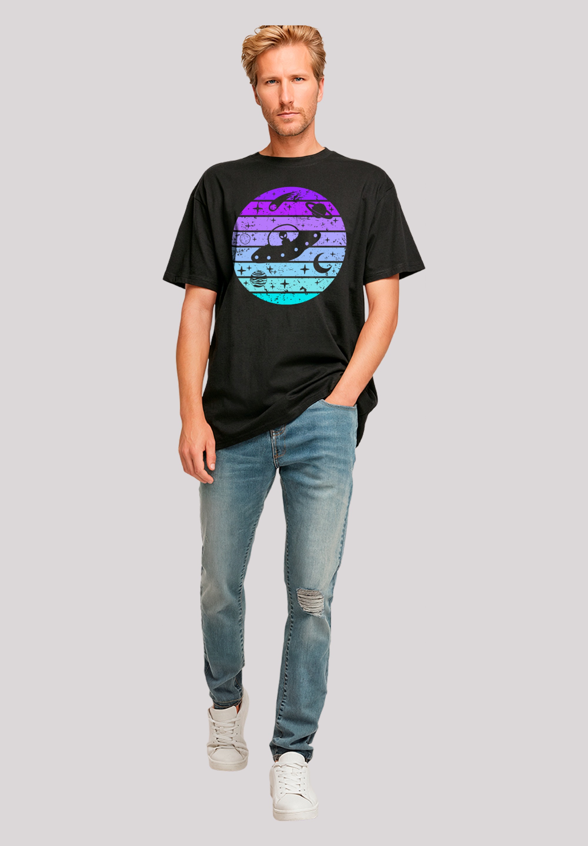 F4NT4STIC T-Shirt »Retro Alien Weltraum Sonnenuntergang«, Premium Qualität