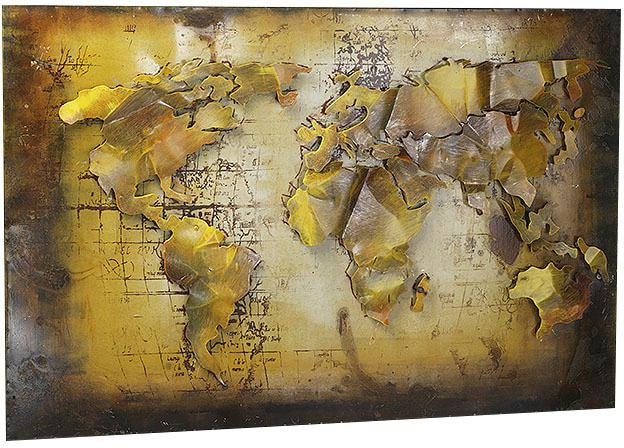 locker Metallbild »3D WELTKARTE« Weltkarte
