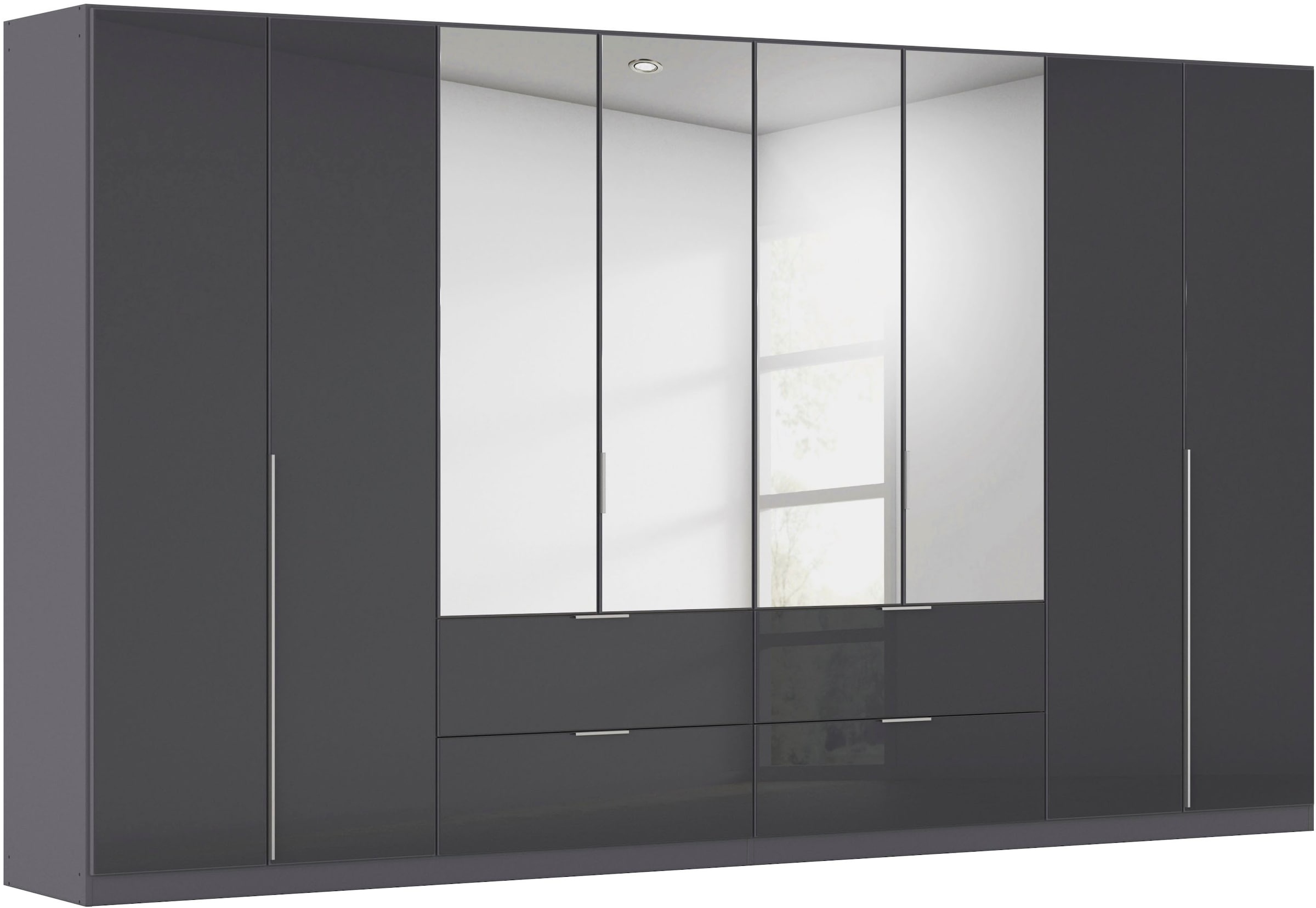 Drehtürenschrank OTTO HOME, B:360cm H:210cm T:54cmgraumetallic, glas basalt, Holzwerkstoff, Schränke, "Kleiderschrank Kleiderschränke Schrank