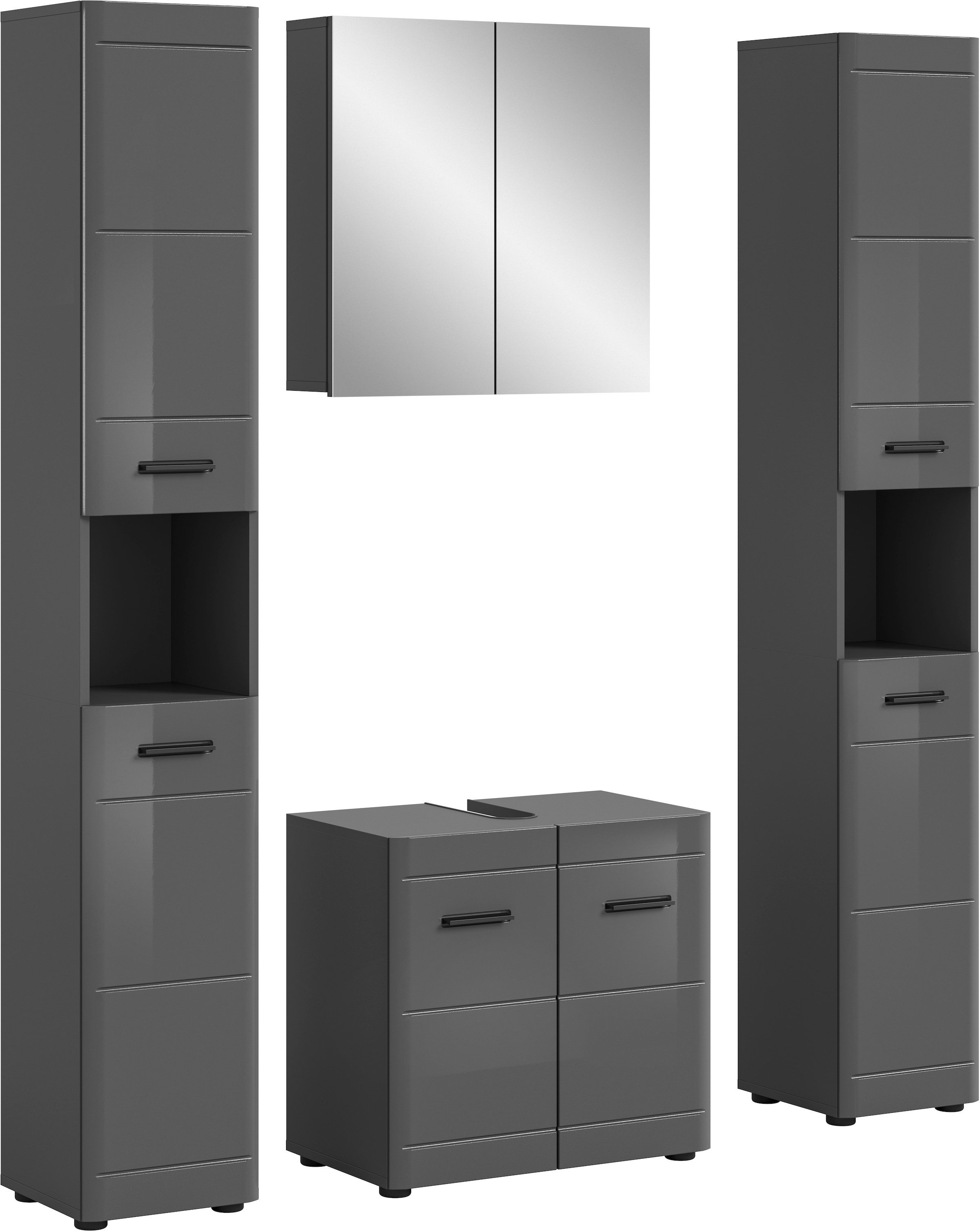 welltime Badmöbel-Set "Doux, bestehend aus: 2x Hochschrank, Waschbeckenunte günstig online kaufen