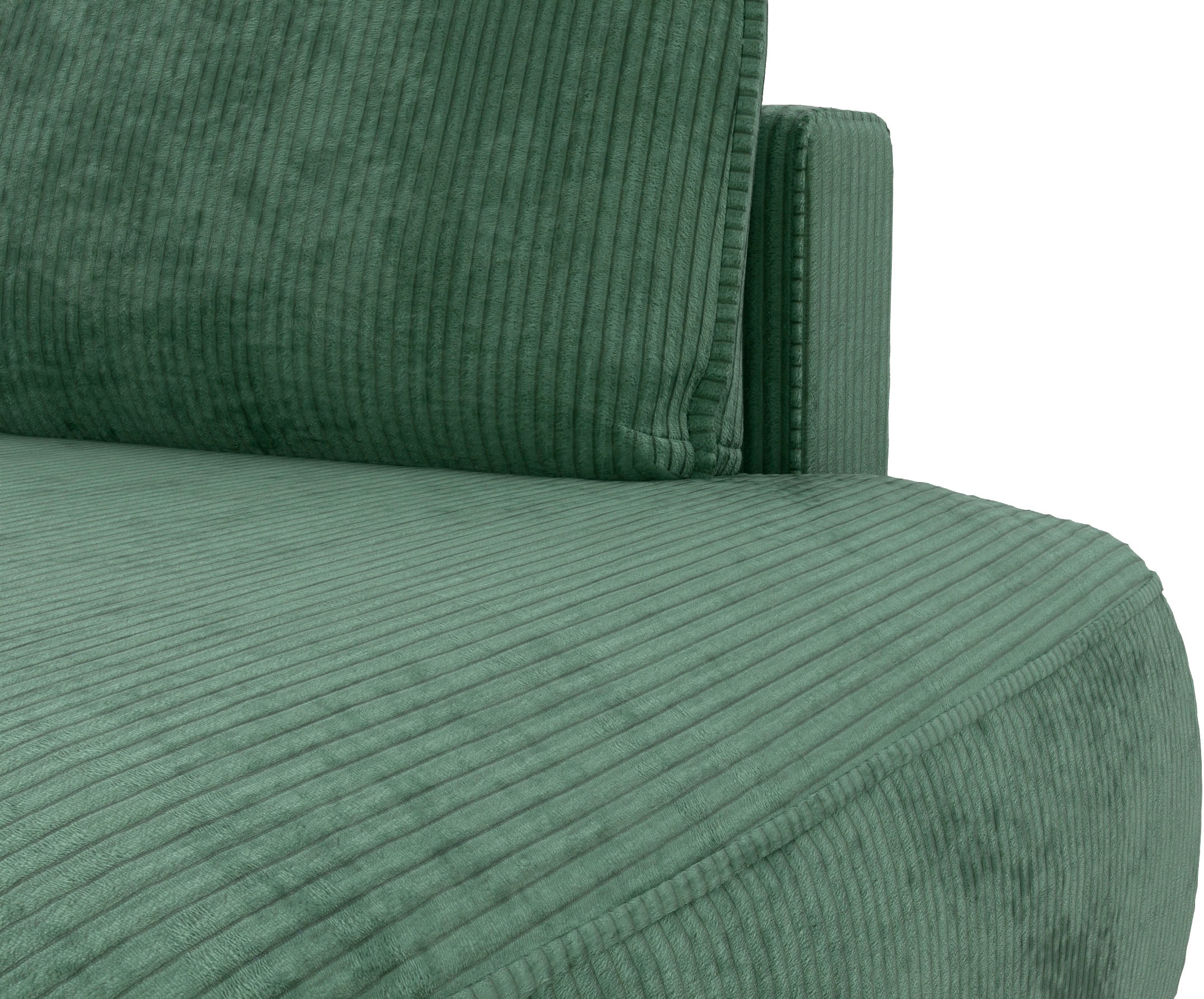 TRENDMANUFAKTUR Ecksofa »Fordon II, Schlafsofa mit Bettkasten, Couch in L-Form, Breite 250 cm«, in Cordstoff HYPER, dunkelgrün, Armlehne links