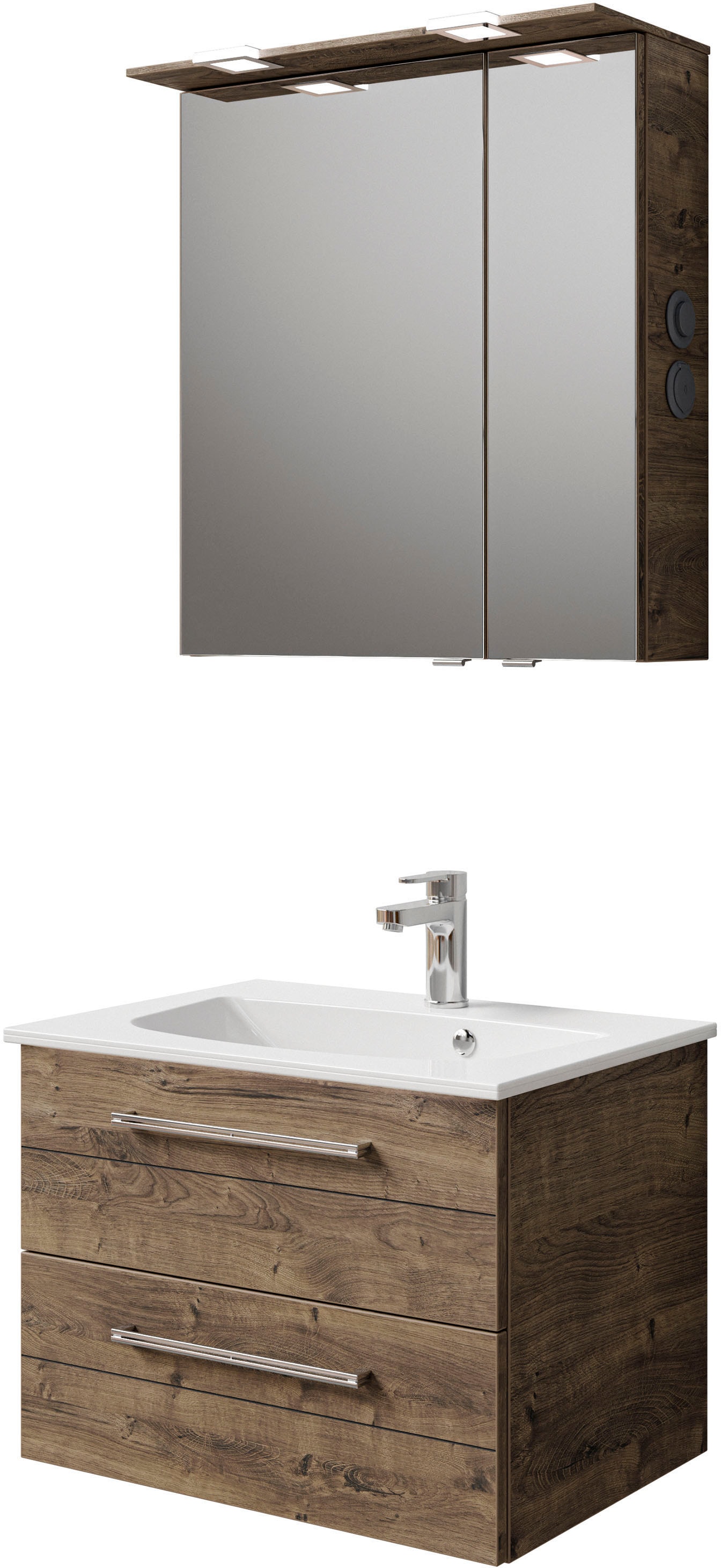 Saphir Badmöbel-Set "Serie 6025 2-teilig Mineralmarmor-Waschtisch mit LED-S günstig online kaufen